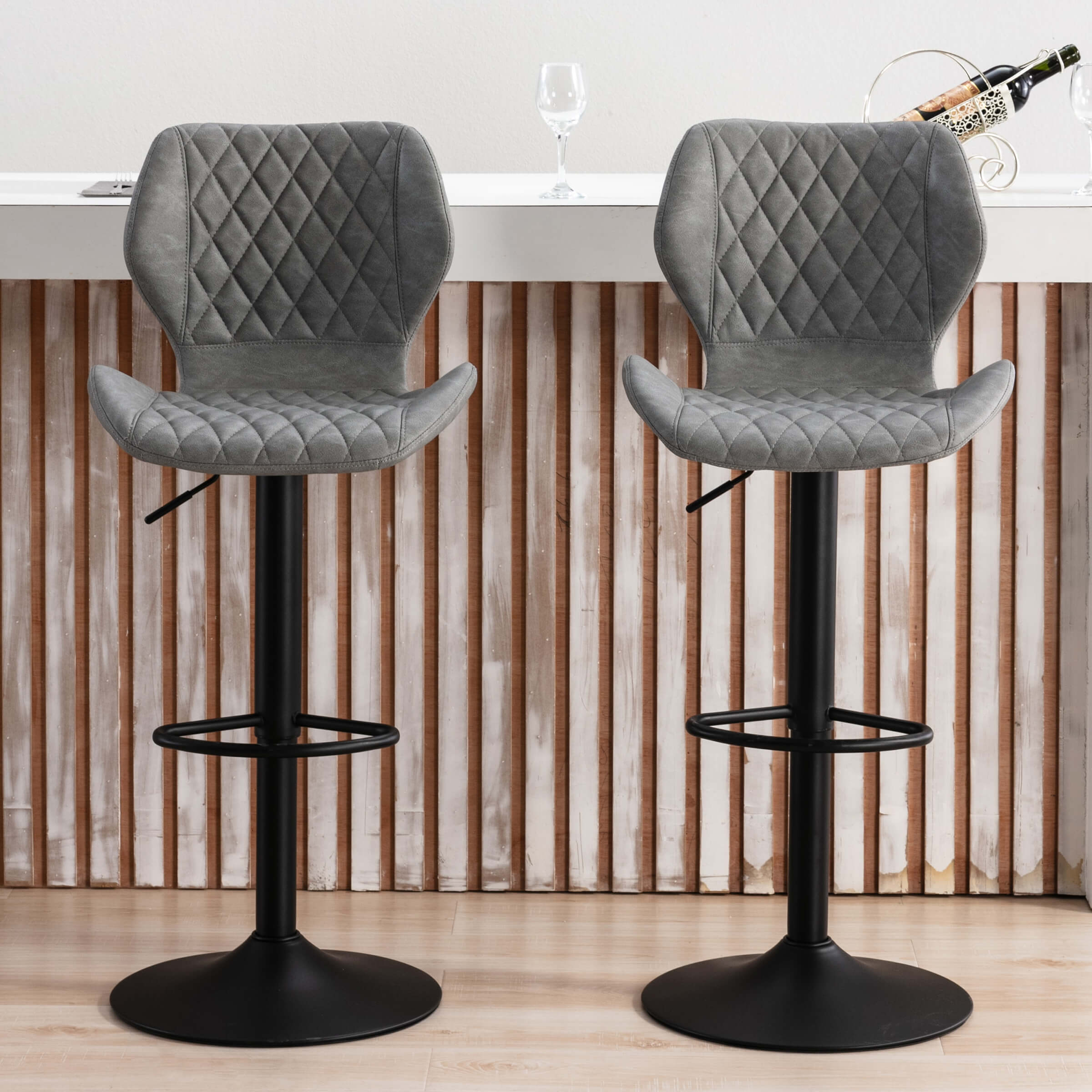 EALSON Adjustable Swivel Bar Kitchen Island Stools Set of 2 - 8211AB