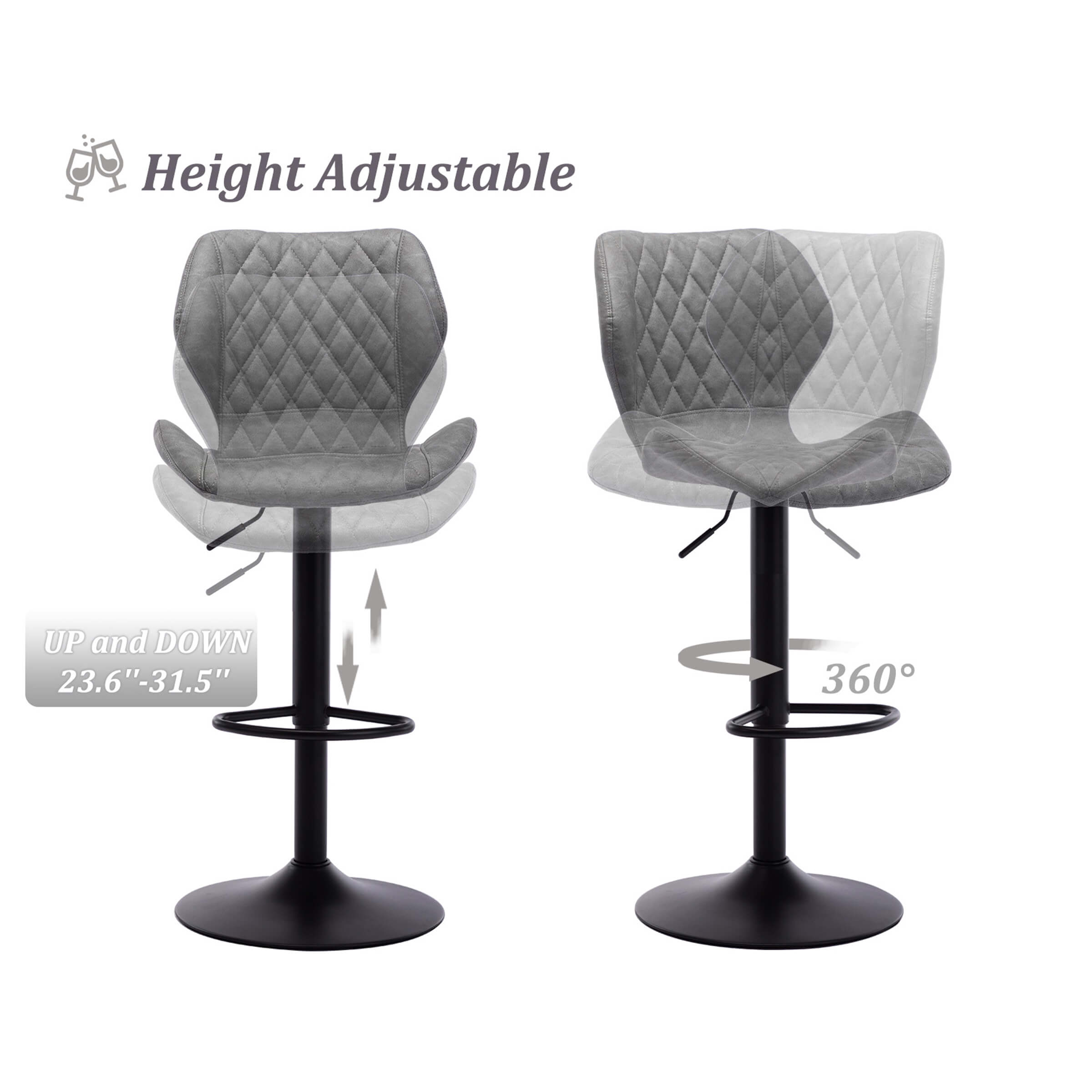 EALSON Adjustable Swivel Bar Kitchen Island Stools Set of 2 - 8211AB