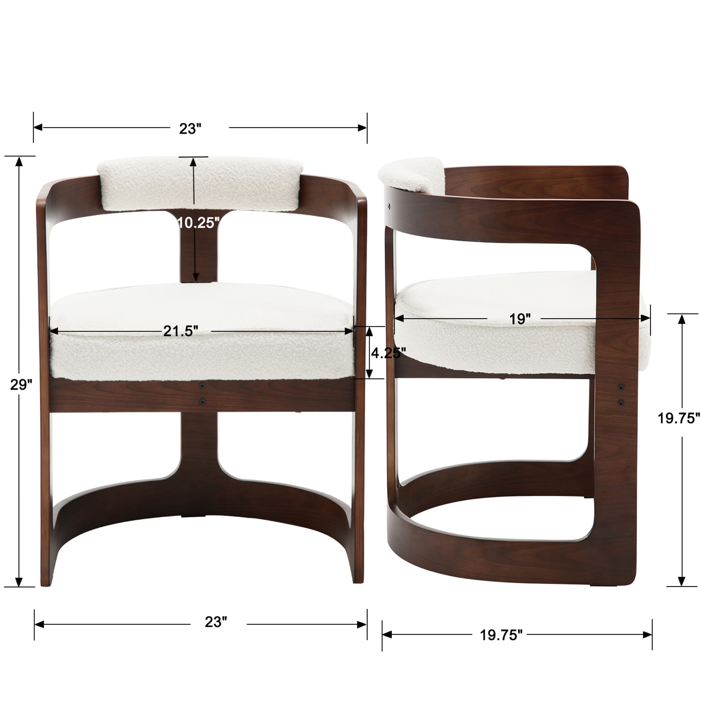 EALSON Black Wood Frame Barrel Dining Chair 1 PCS - 7083DC