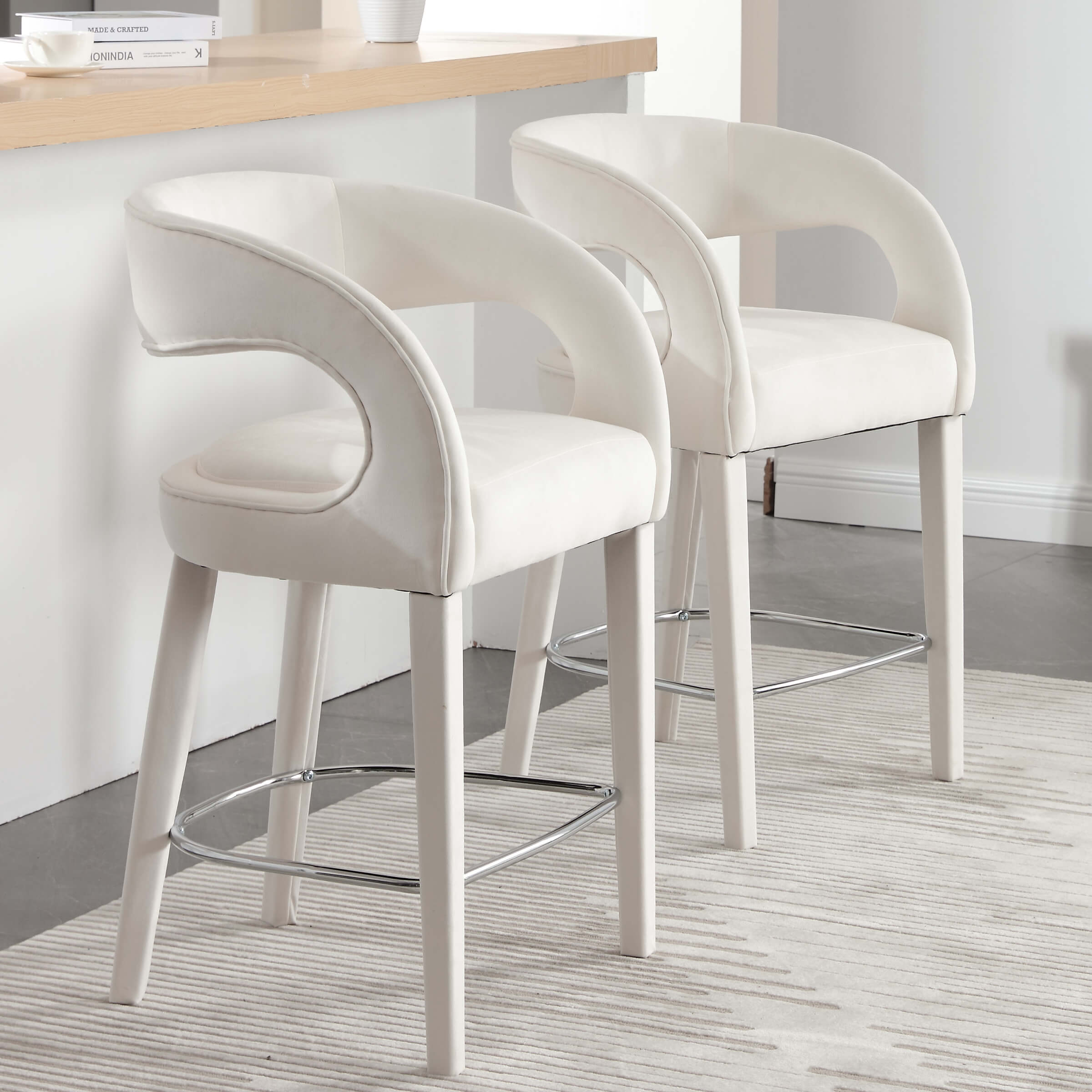 EALSON Curved Arms Counter Stools Set of 2 - 5745CS