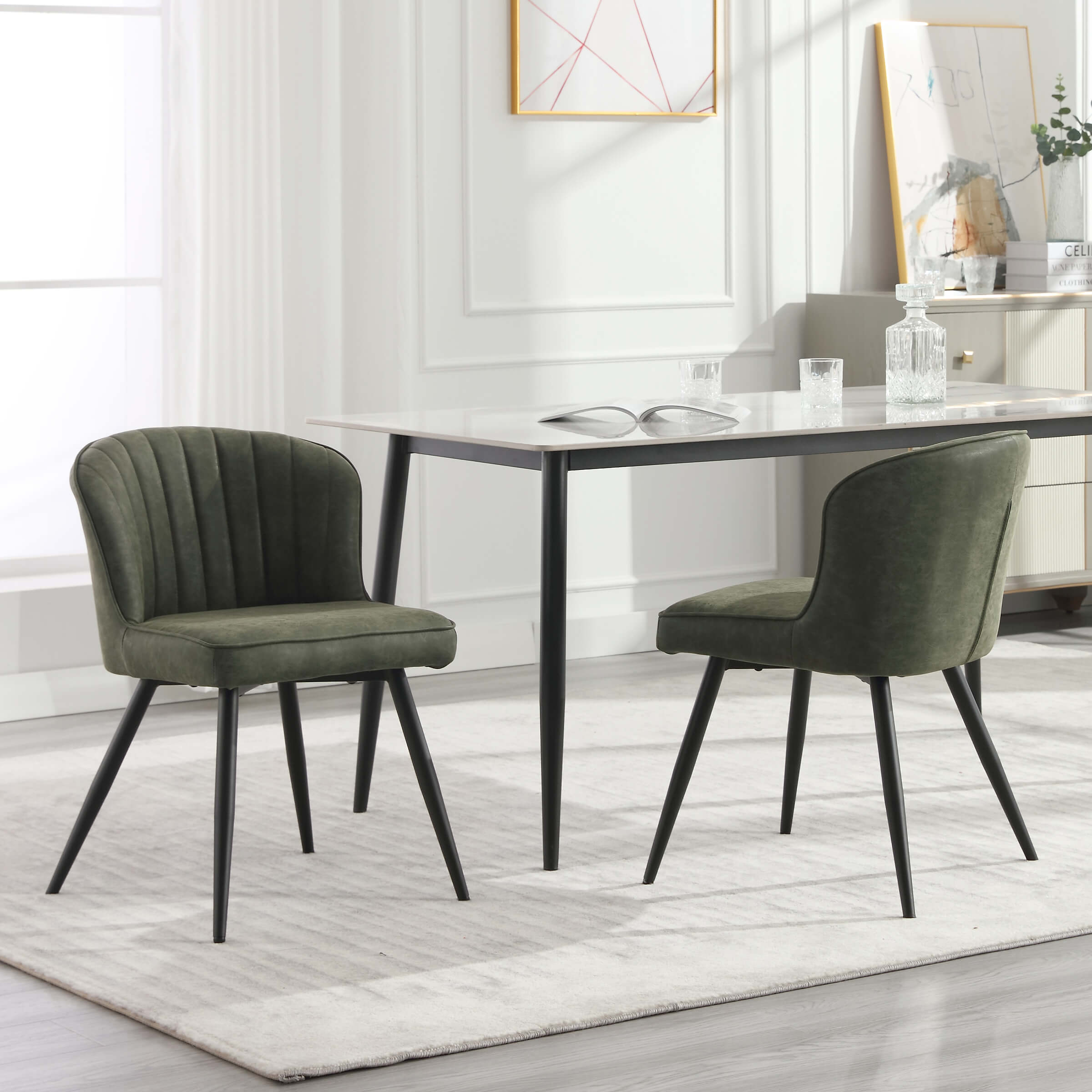 EALSON Dining Chairs with Metal Legs Set of 2 - 8696DC