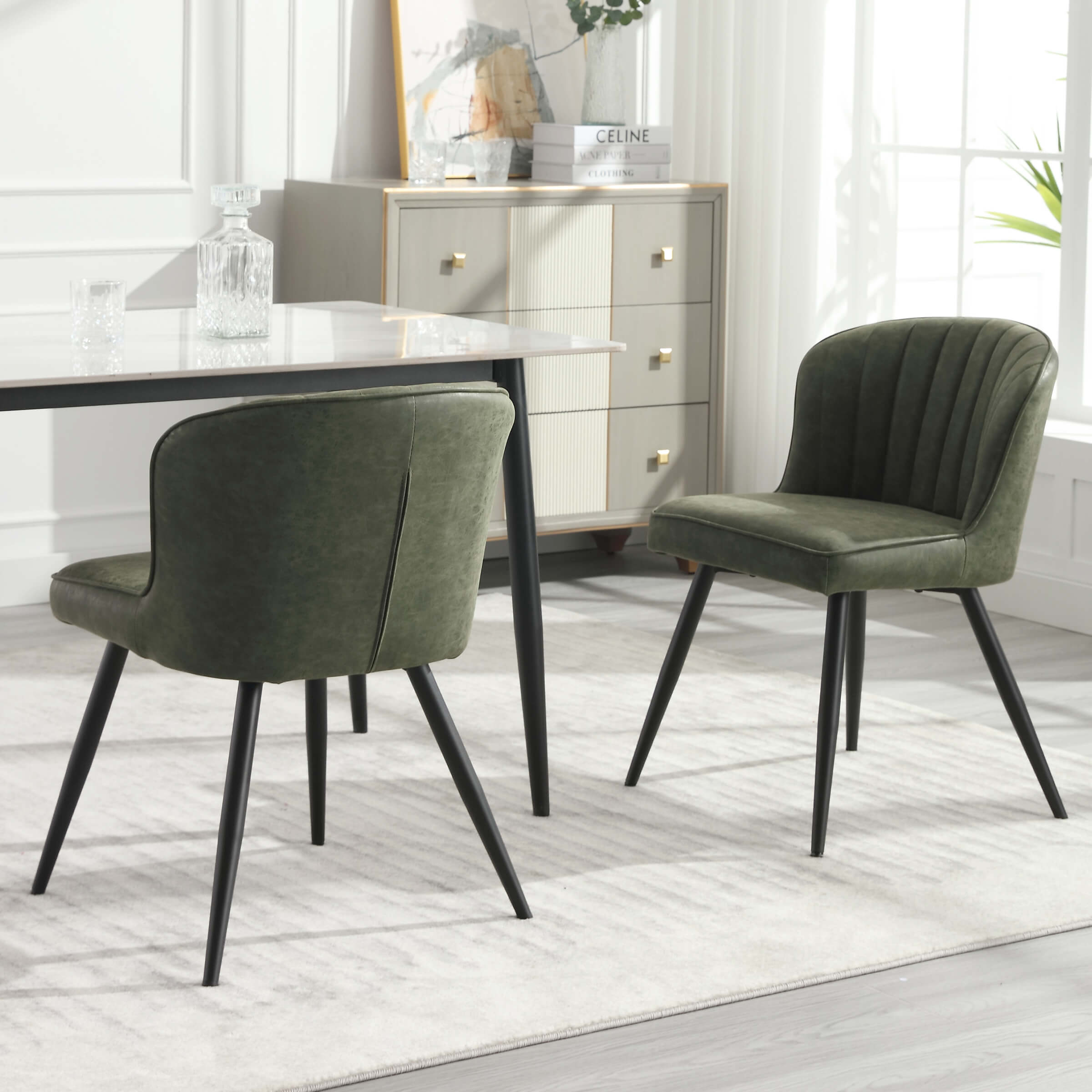 EALSON Dining Chairs with Metal Legs Set of 2 - 8696DC