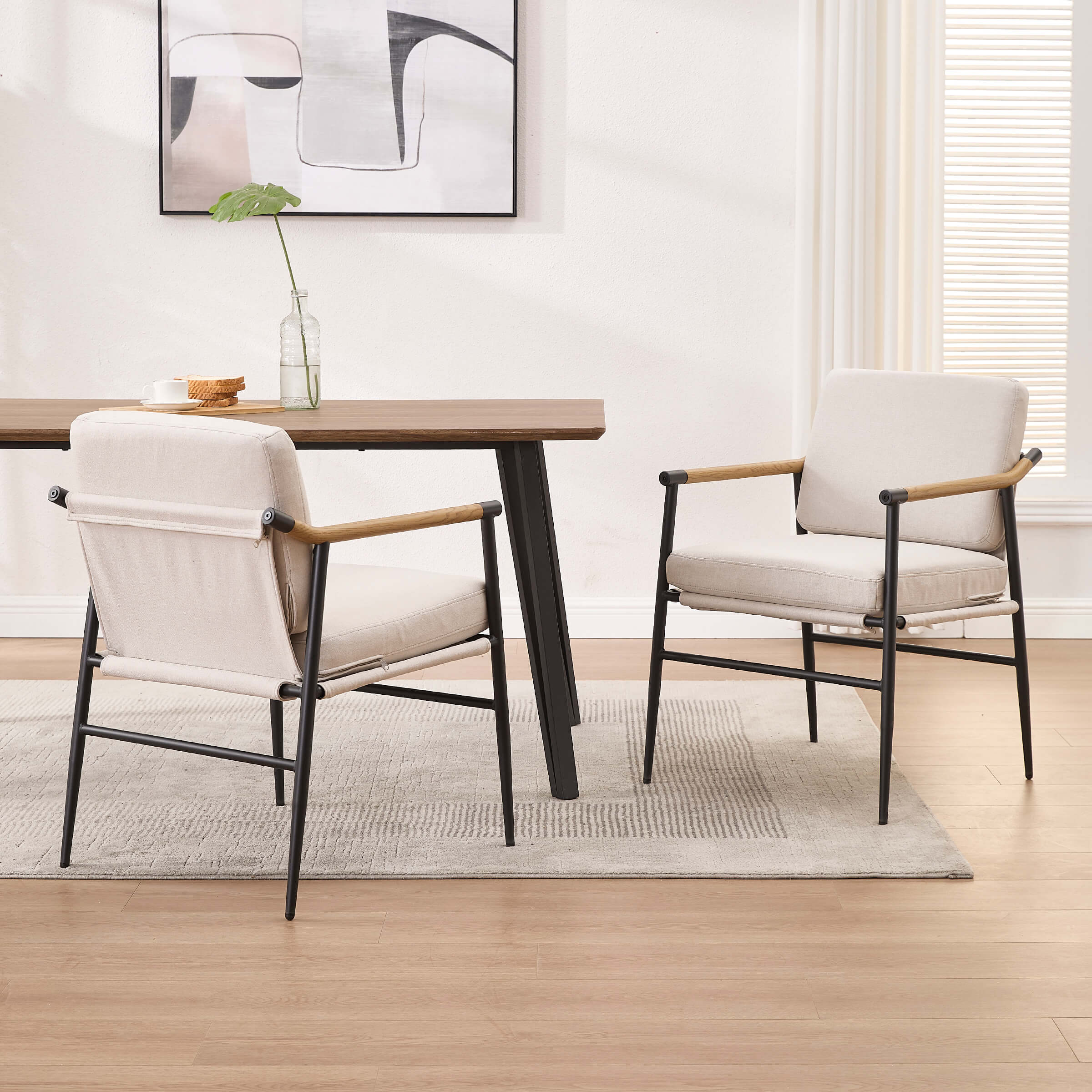 EALSON Dining Room Chairs with Black Metal Legs Set of 2 - 35027DC