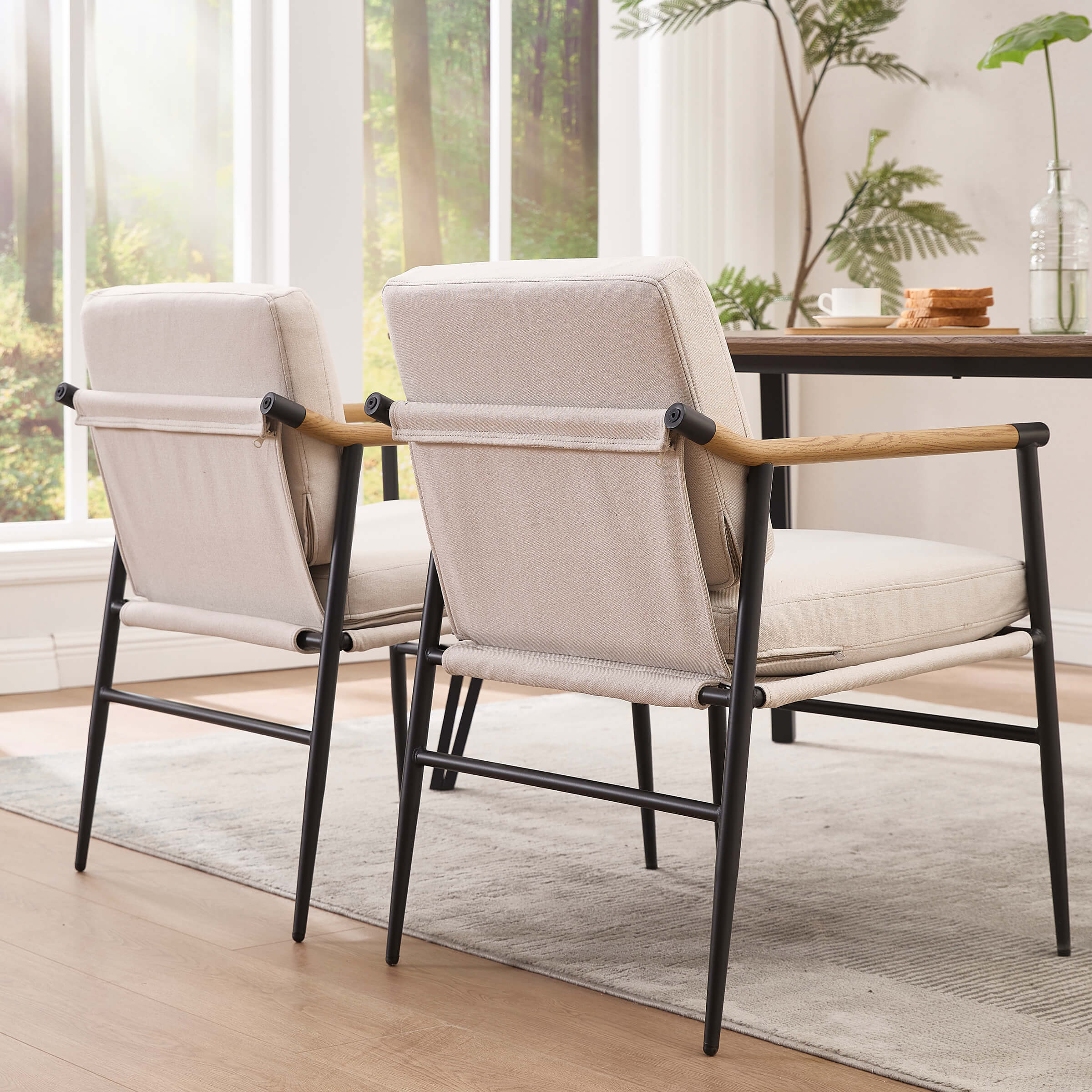 EALSON Dining Room Chairs with Black Metal Legs Set of 2 - 35027DC