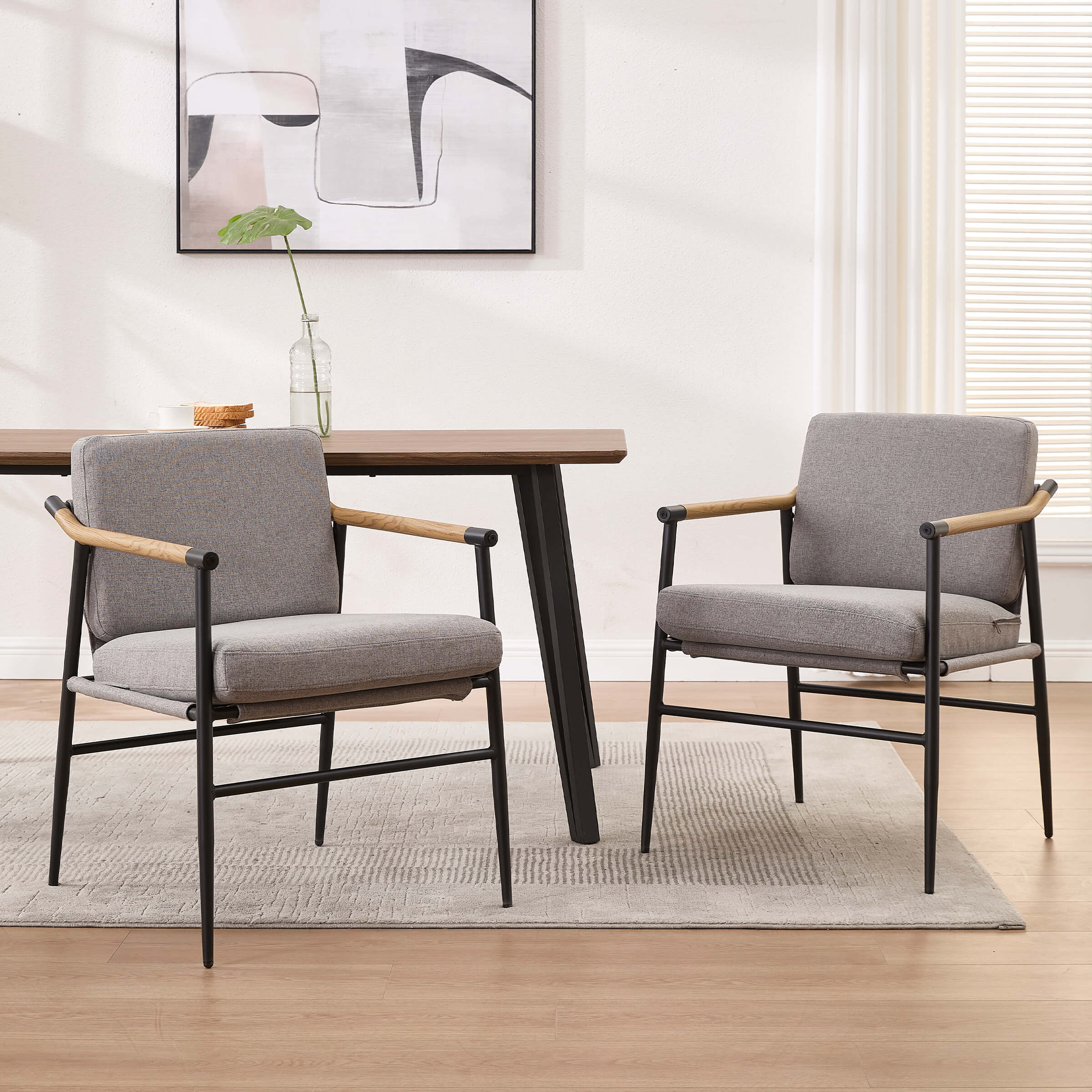 EALSON Dining Room Chairs with Black Metal Legs Set of 2 - 35027DC