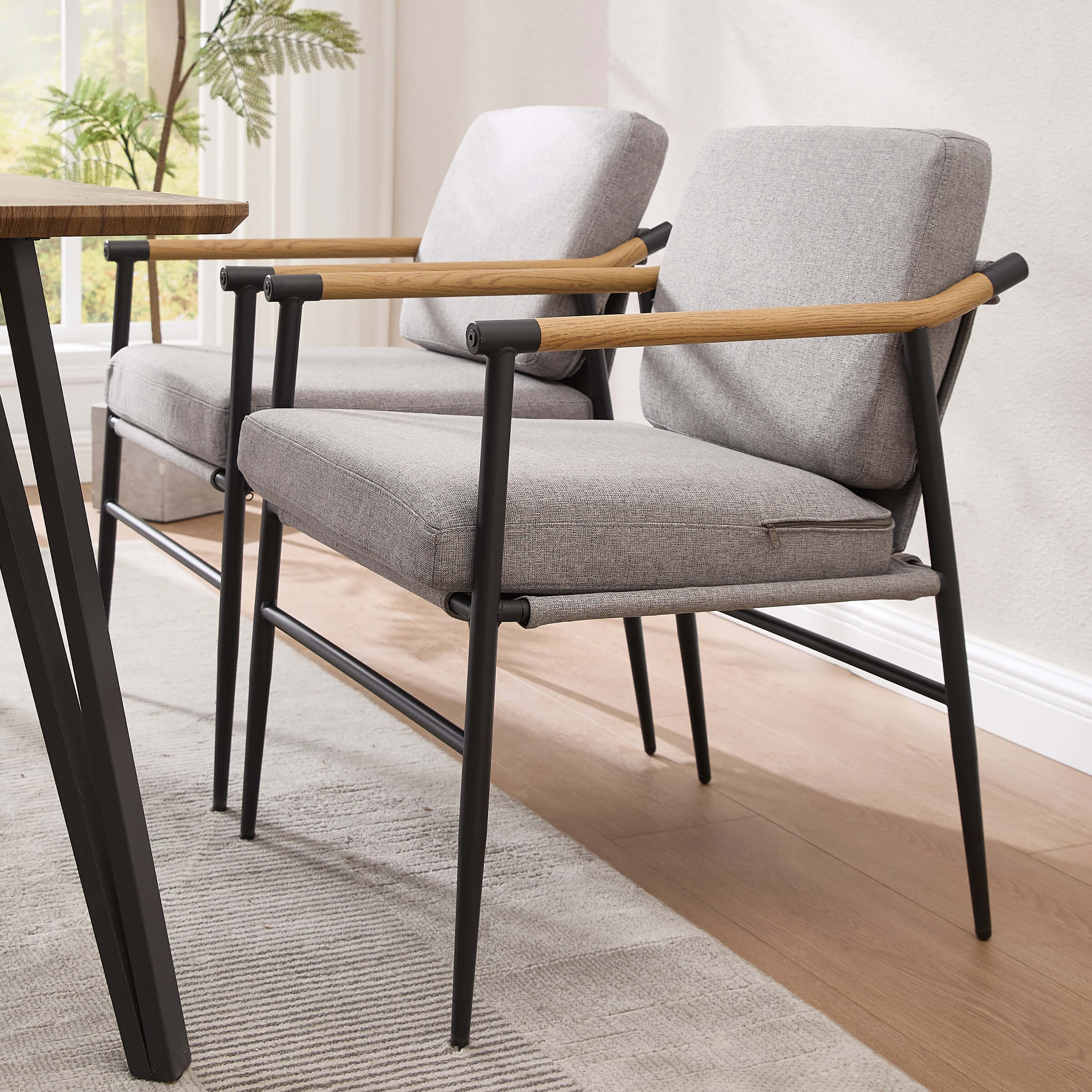 EALSON Dining Room Chairs with Black Metal Legs Set of 2 - 35027DC