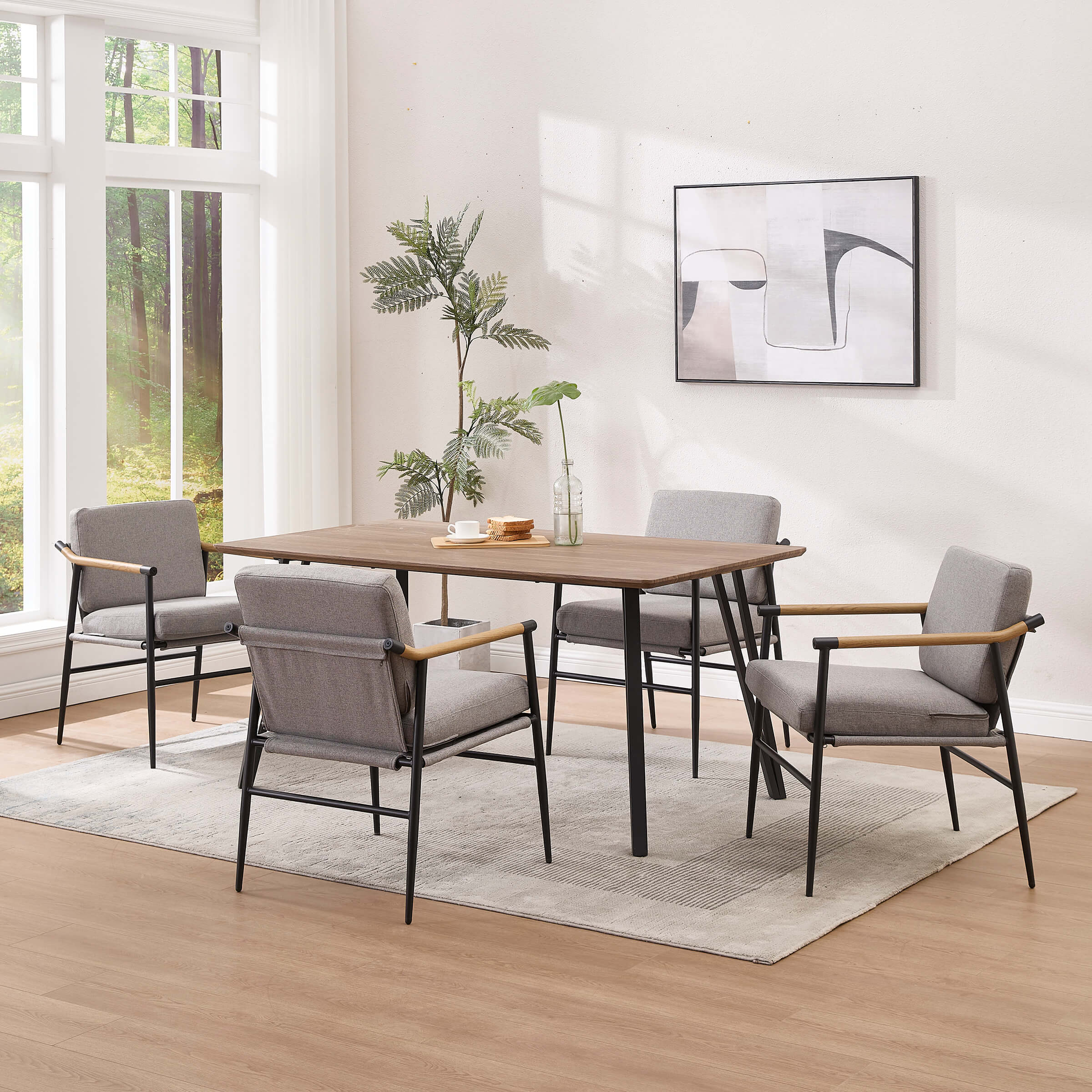 EALSON Dining Room Chairs with Black Metal Legs Set of 2 - 35027DC