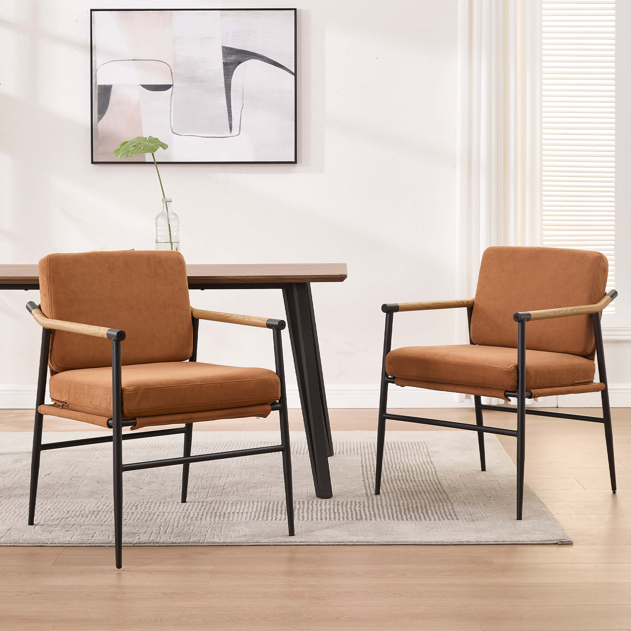 EALSON Dining Room Chairs with Black Metal Legs Set of 2 - 35027DC