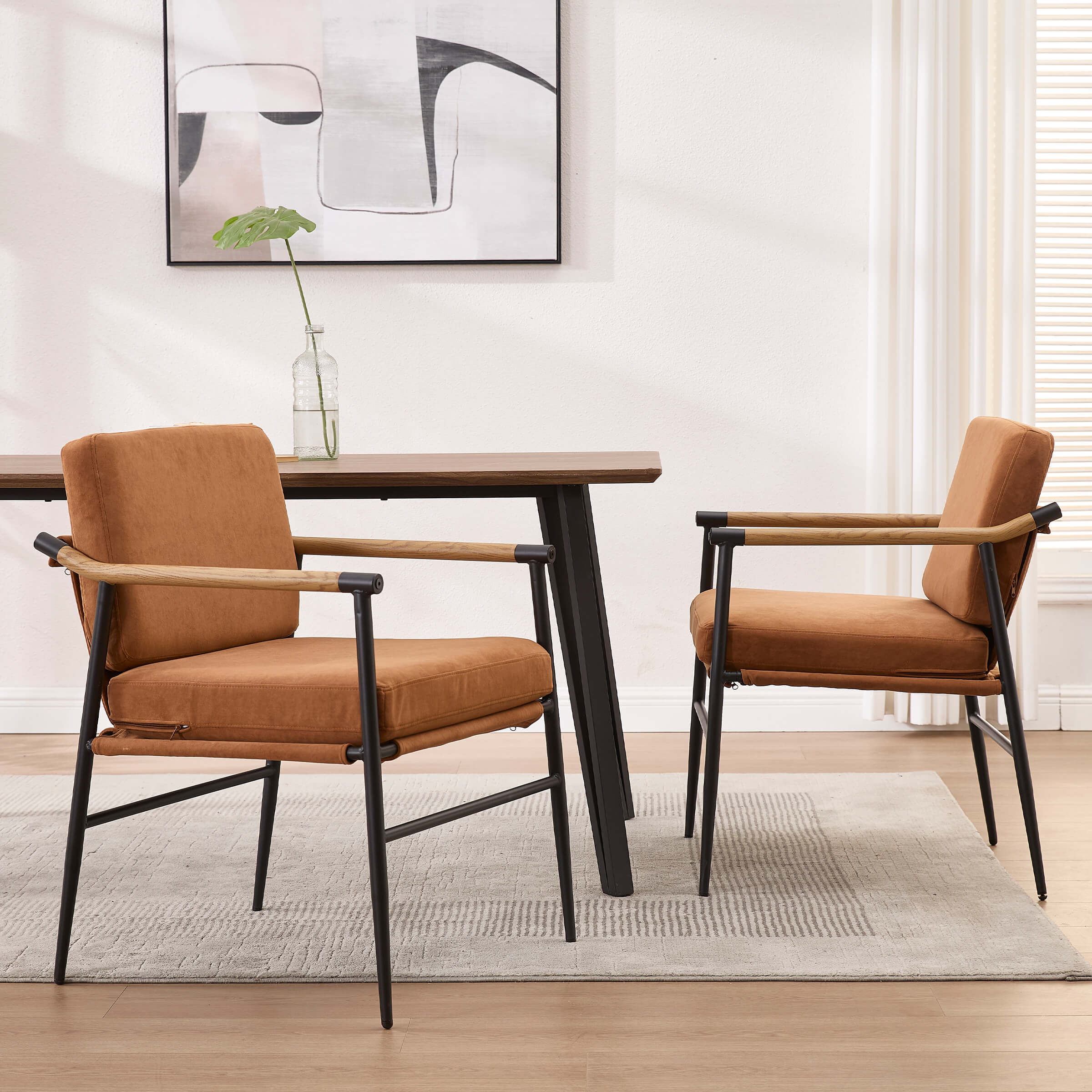 EALSON Dining Room Chairs with Black Metal Legs Set of 2 - 35027DC