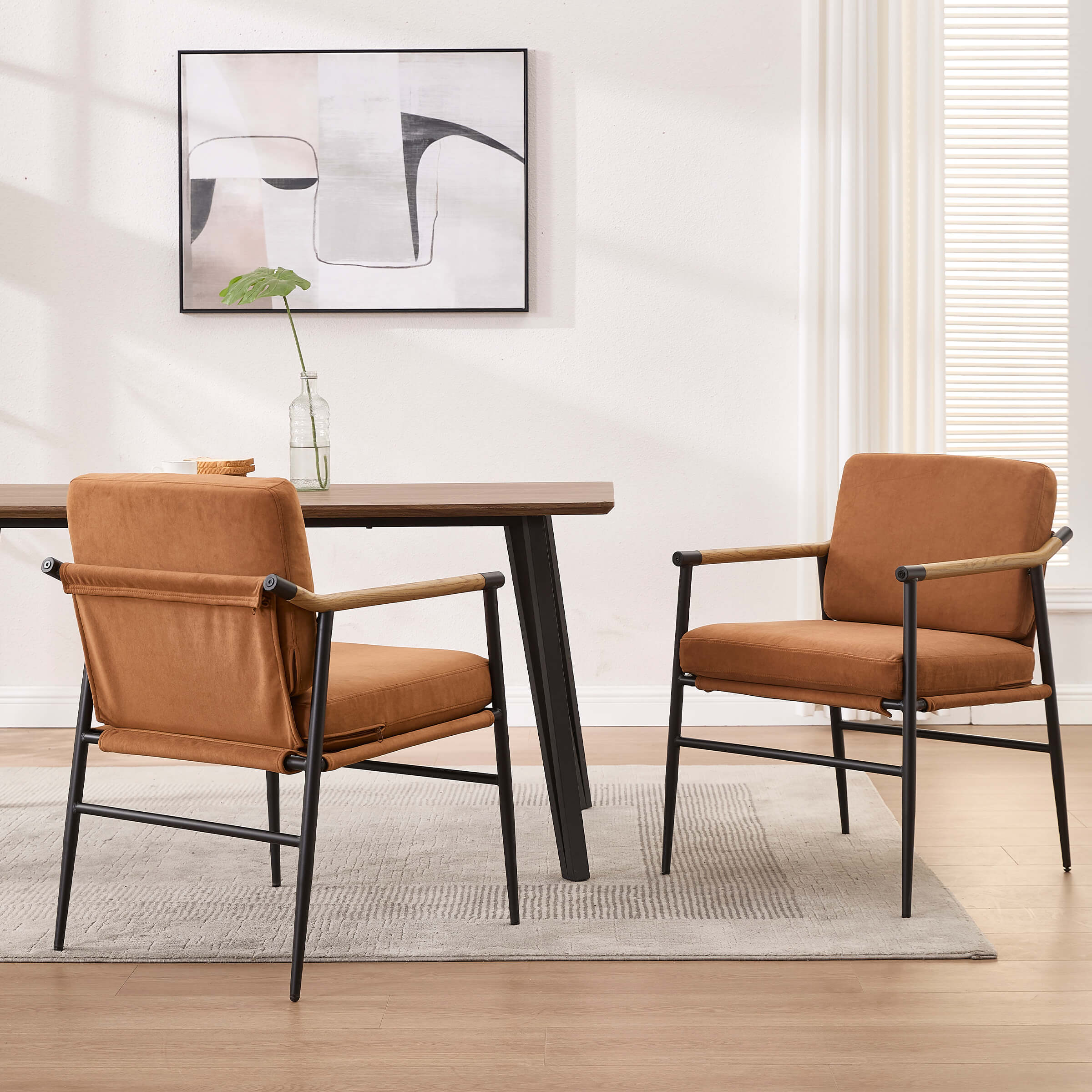 EALSON Dining Room Chairs with Black Metal Legs Set of 2 - 35027DC