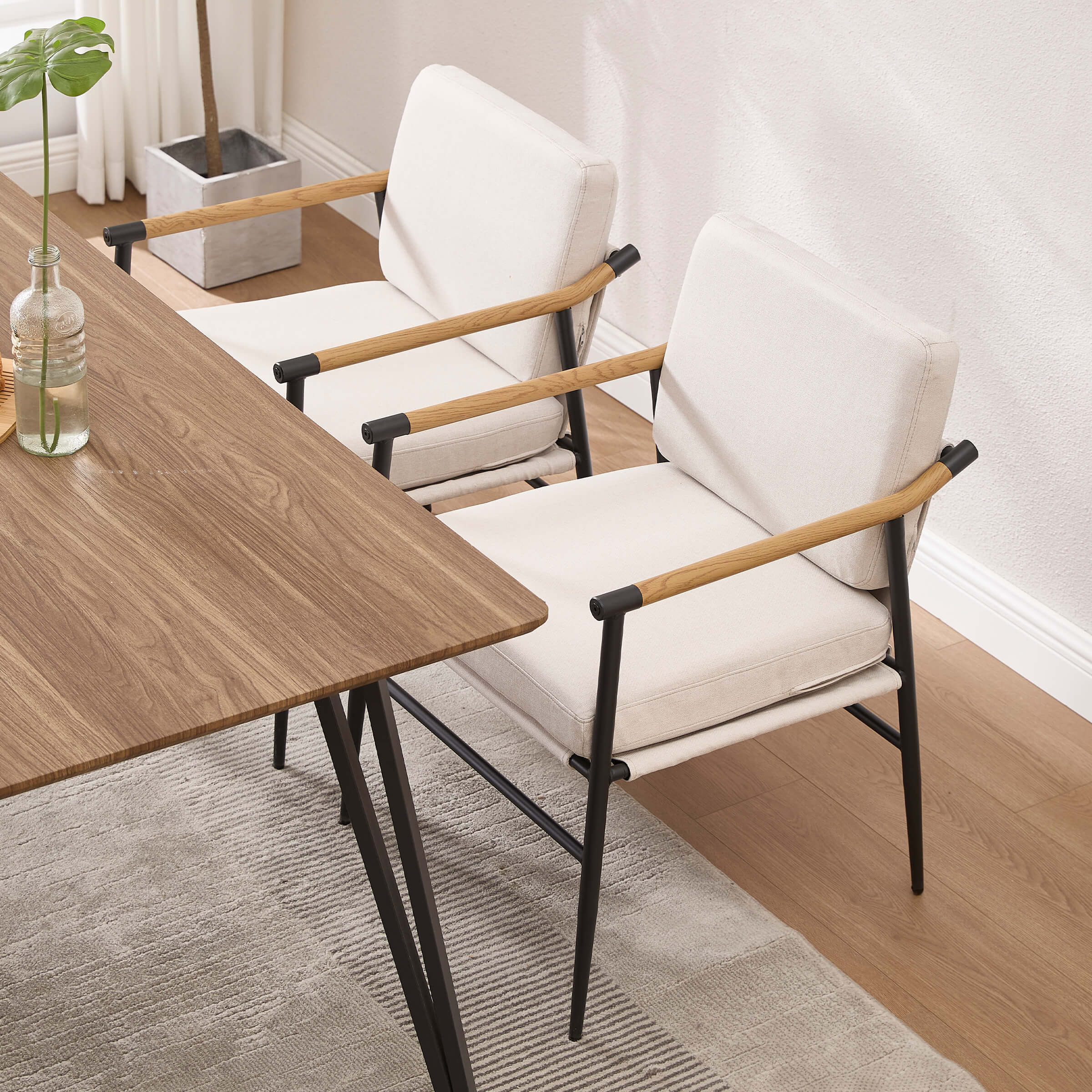 EALSON Dining Room Chairs with Black Metal Legs Set of 2 - 35027DC