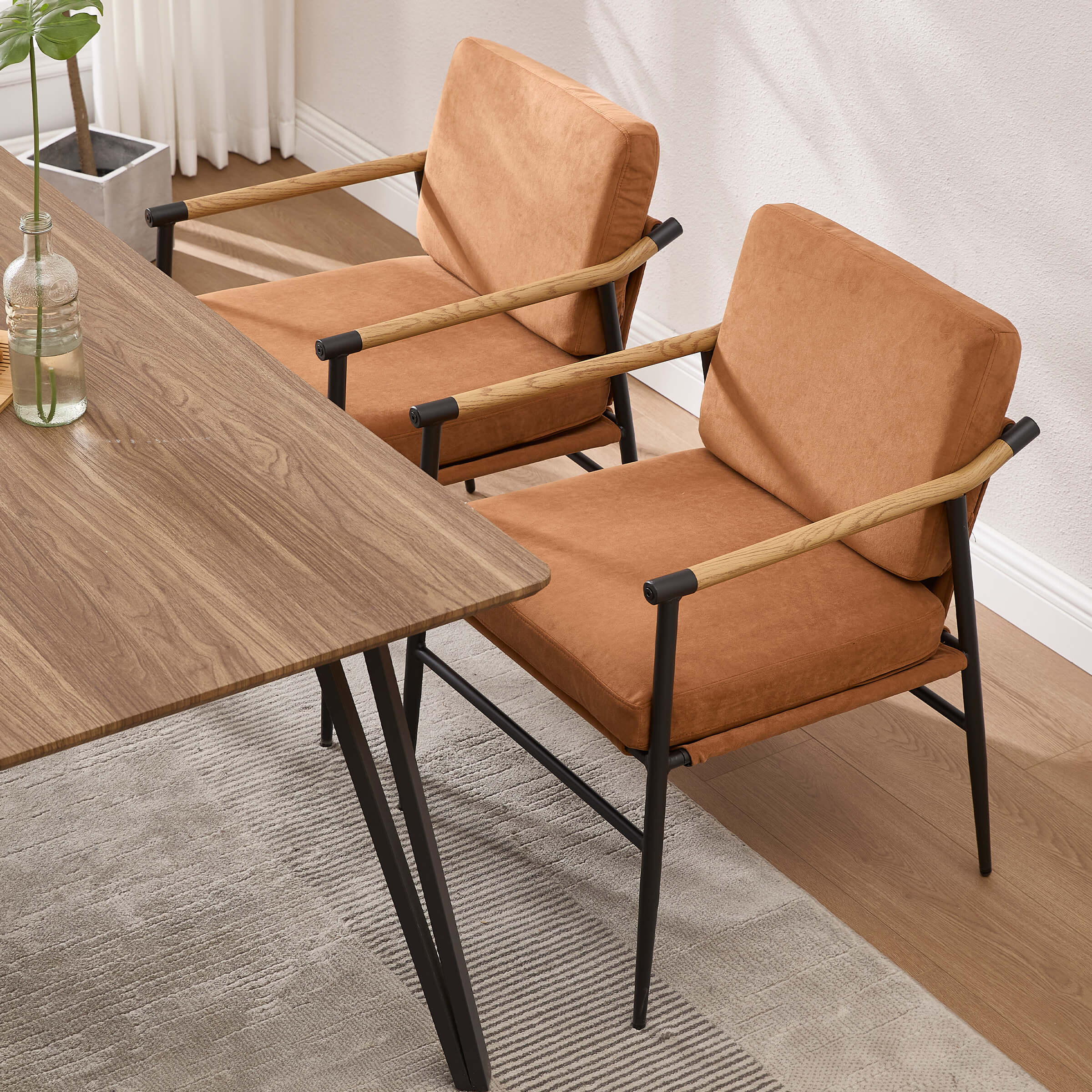 EALSON Dining Room Chairs with Black Metal Legs Set of 2 - 35027DC