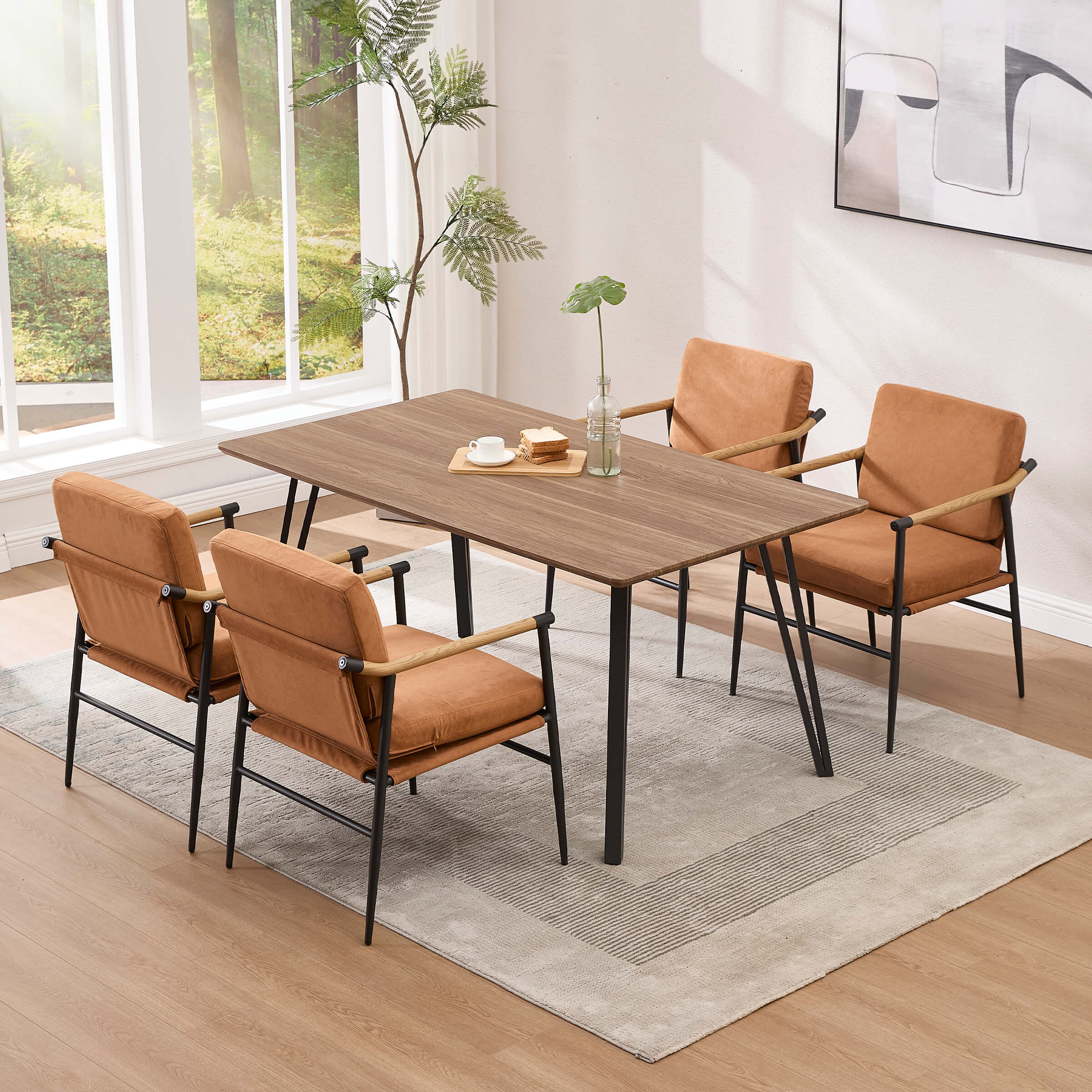 EALSON Dining Room Chairs with Black Metal Legs Set of 2 - 35027DC