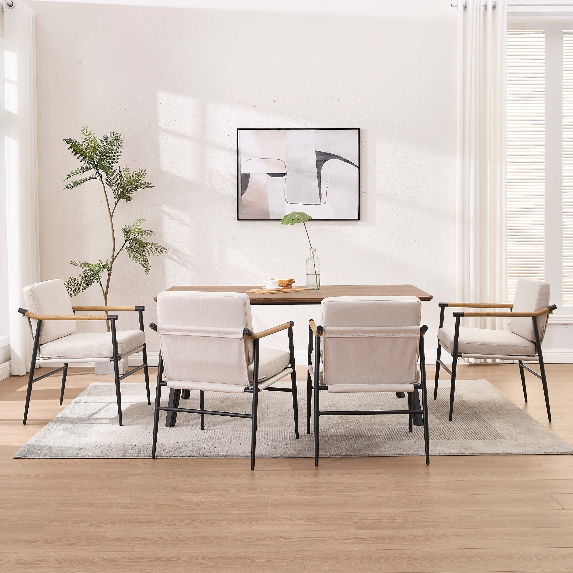 EALSON Dining Room Chairs with Black Metal Legs Set of 2 - 35027DC