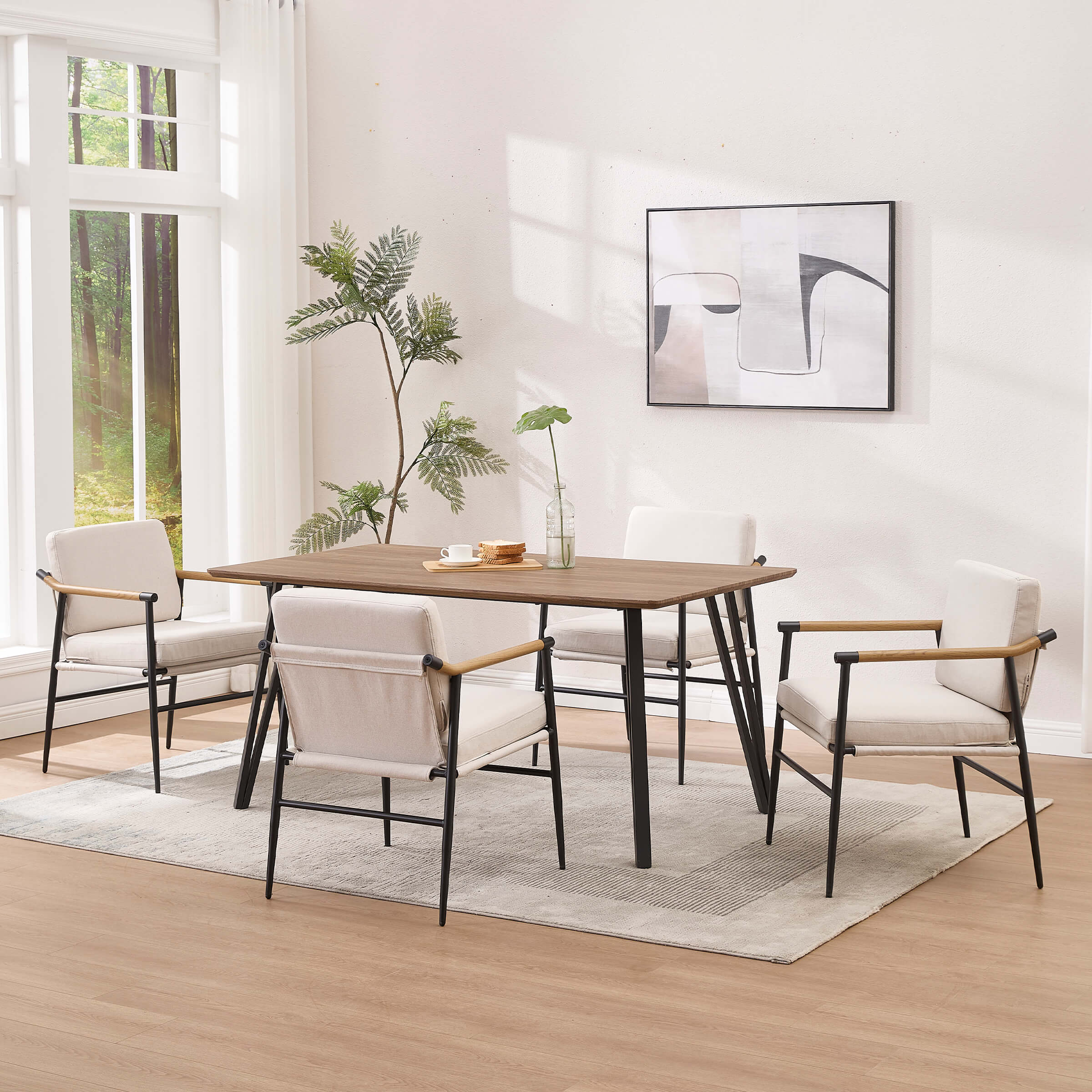 EALSON Dining Room Chairs with Black Metal Legs Set of 2 - 35027DC