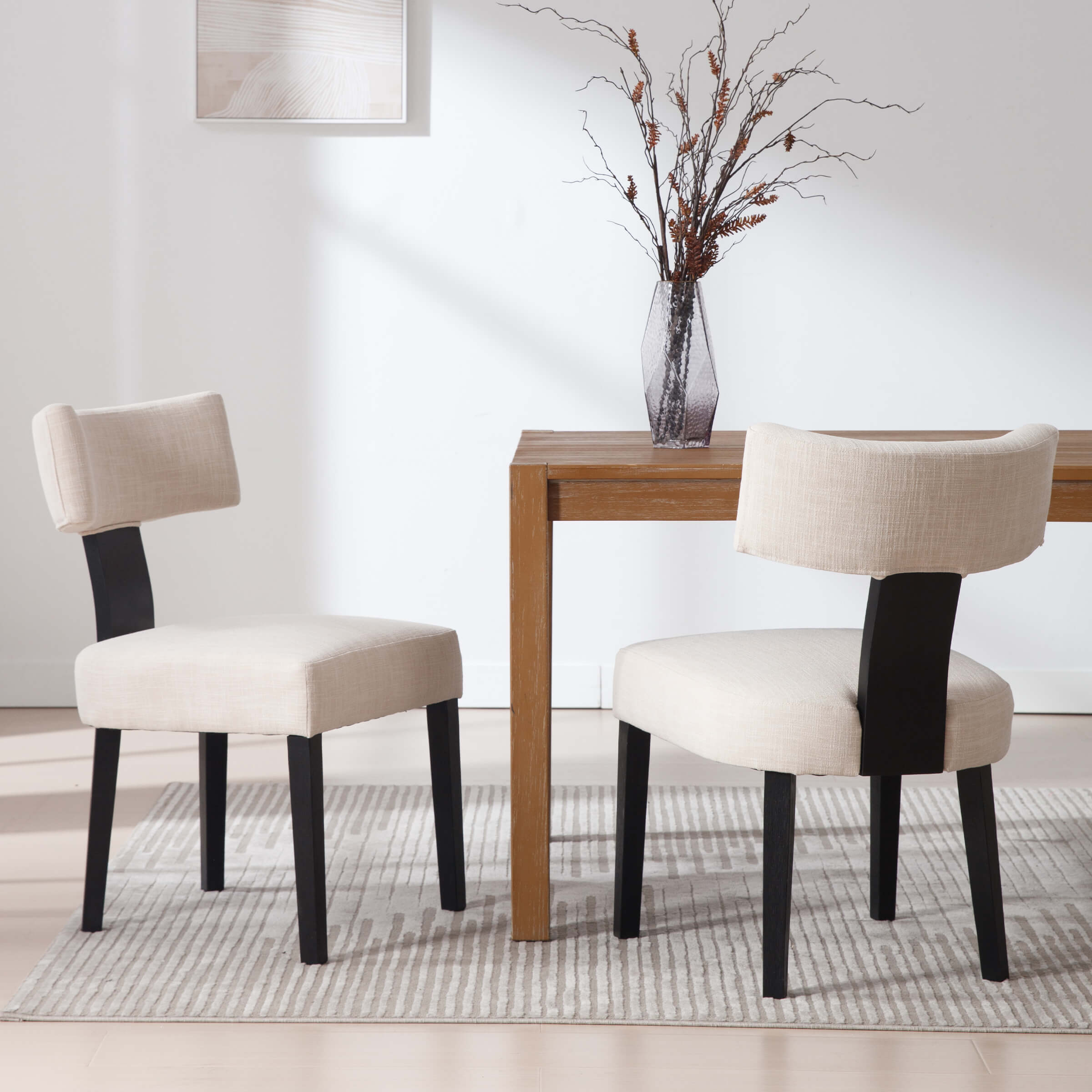 EALSON Farmhouse Rattan Back Dining Chairs Set of 2 - 1918DC
