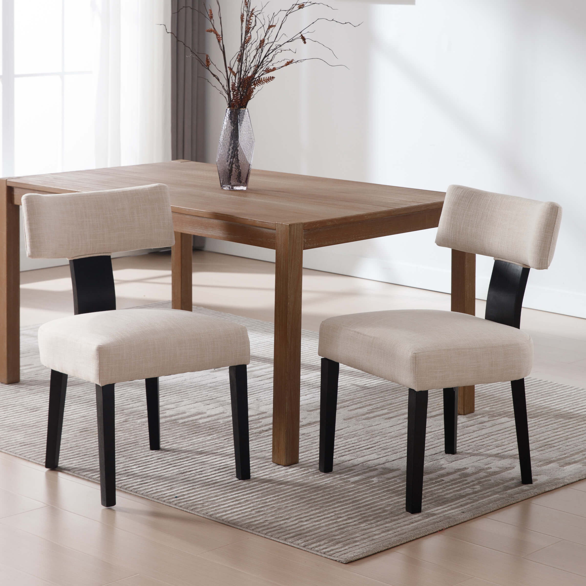 EALSON Farmhouse Rattan Back Dining Chairs Set of 2 - 1918DC