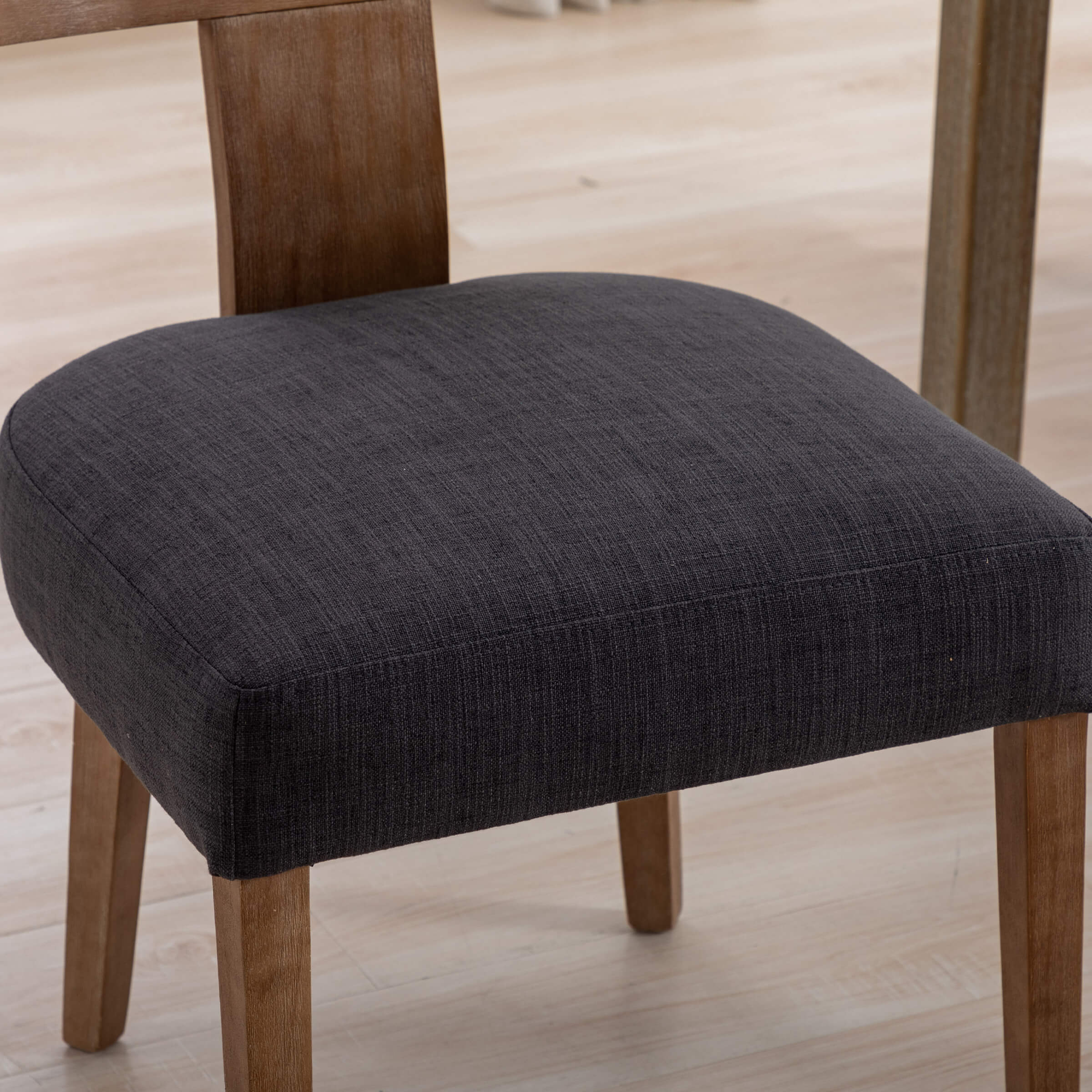 Close-up of black seat cushion