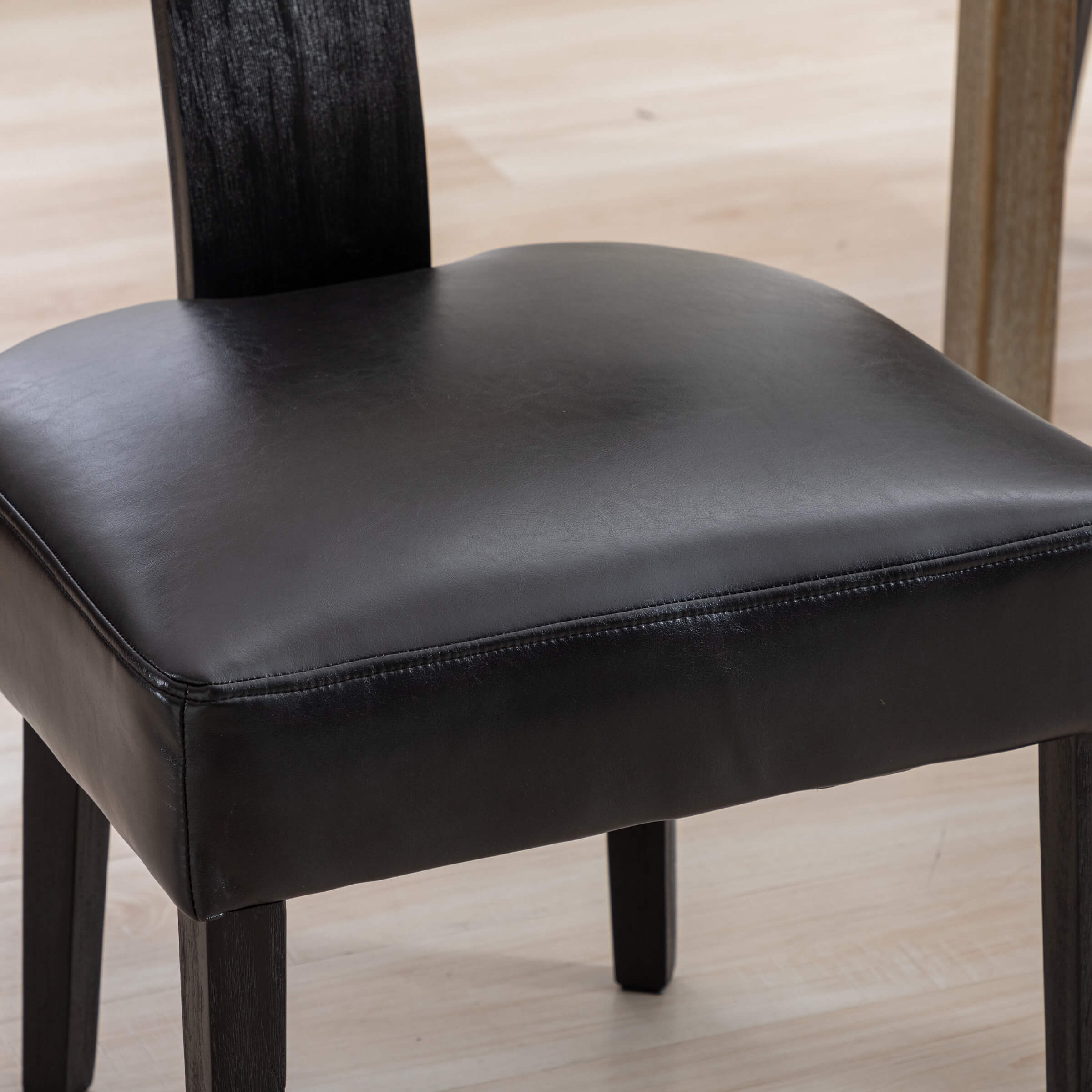  Leather upholstered seat close-up