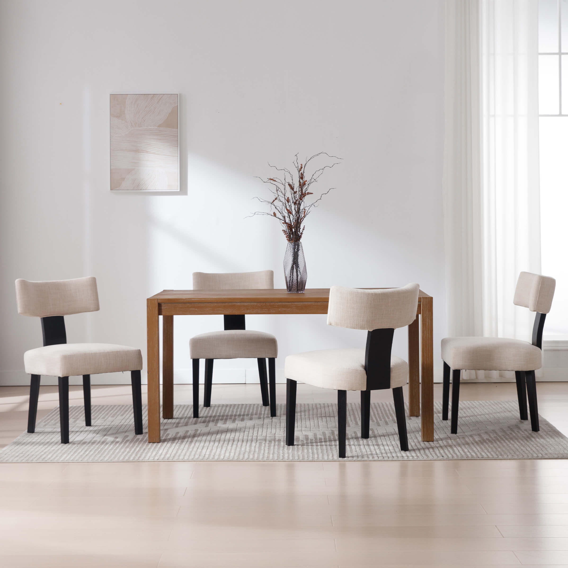 EALSON Farmhouse Rattan Back Dining Chairs Set of 2 - 1918DC