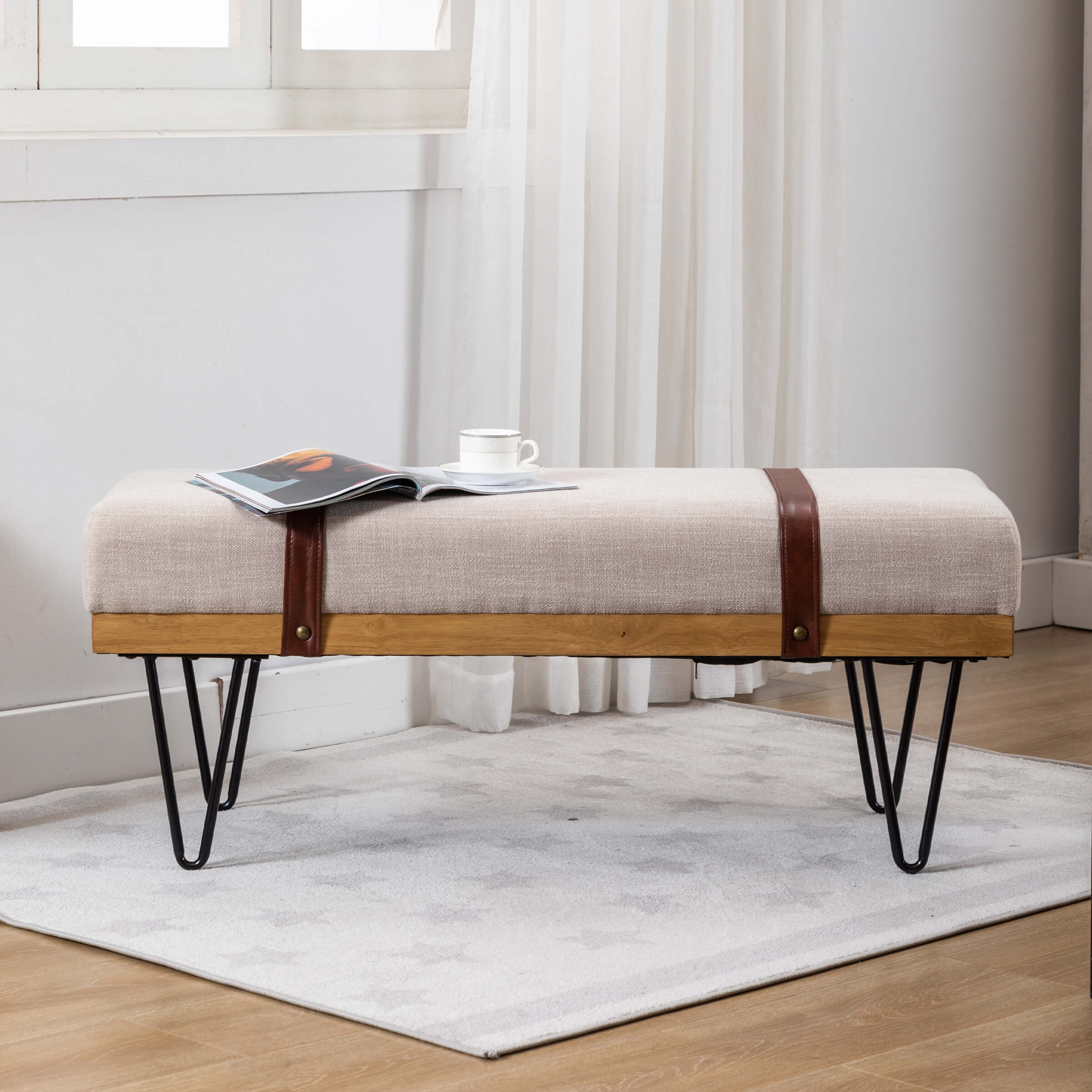 EALSON Industrial Modern Rectangle Ottoman Bench - 2304BH