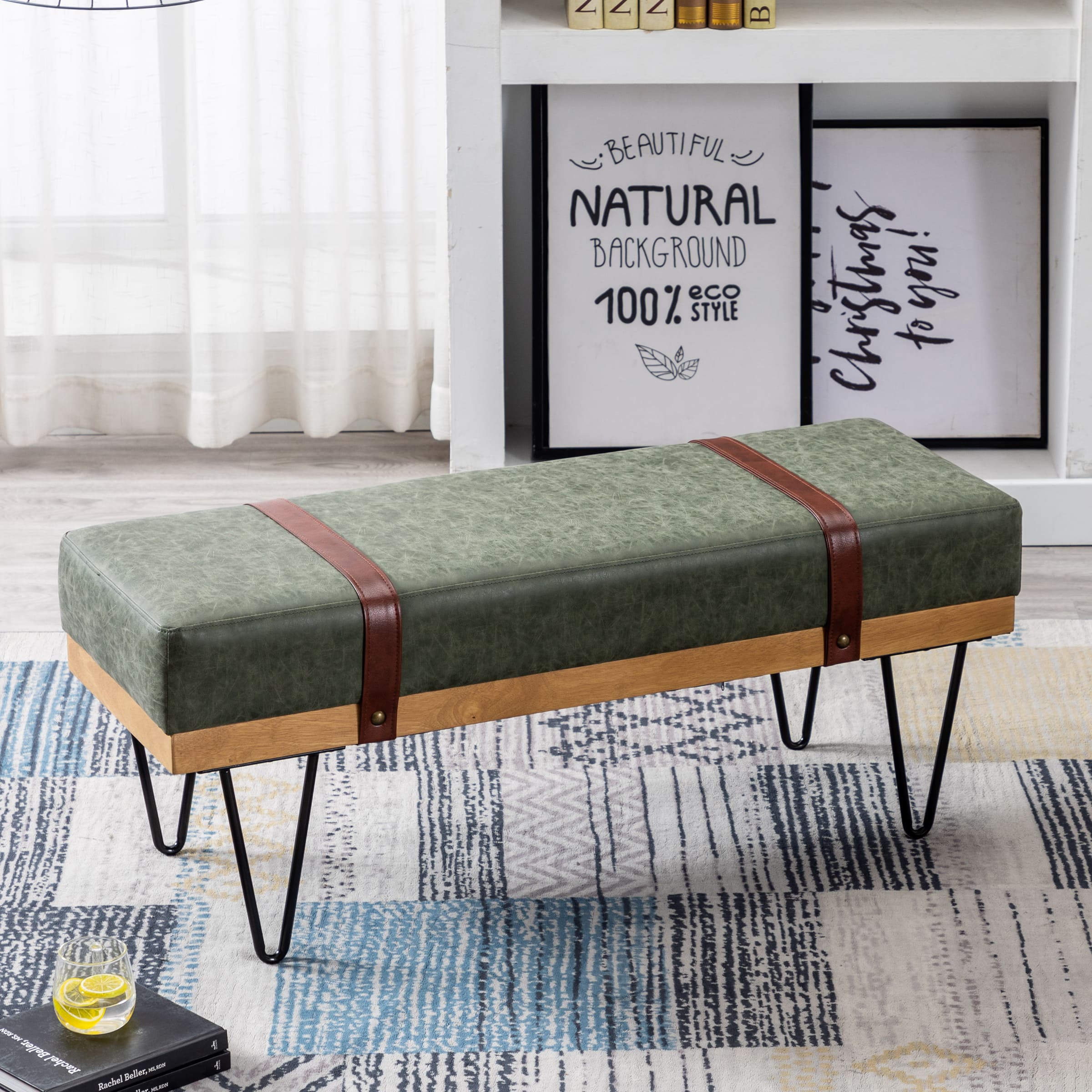 Rectangle Box Bench ROCITY Industrial Modern Rectangle Bench with Metal Legs - 2304BH