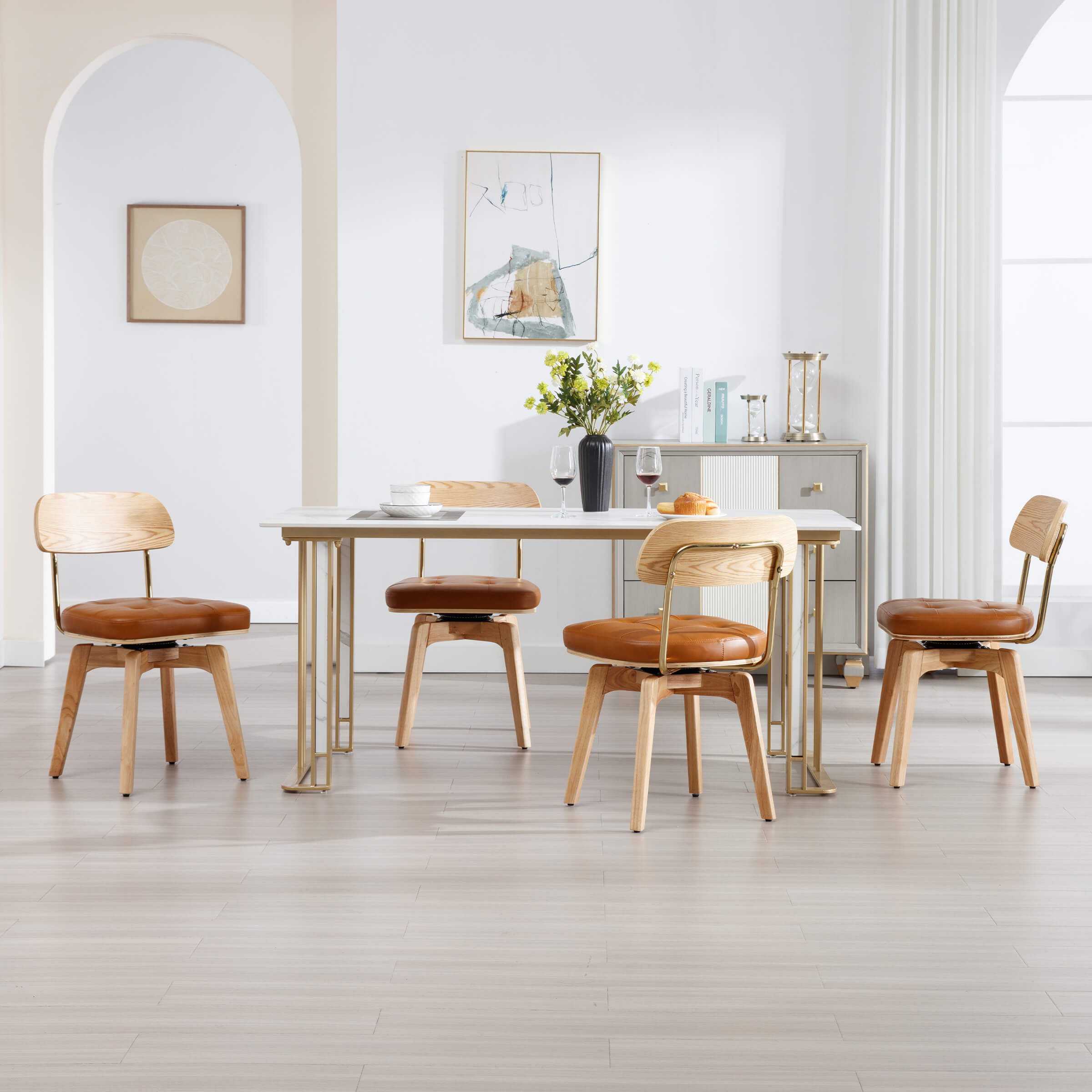 EALSON Leather Swivel Dining Chairs Set of 2 - 6072DC
