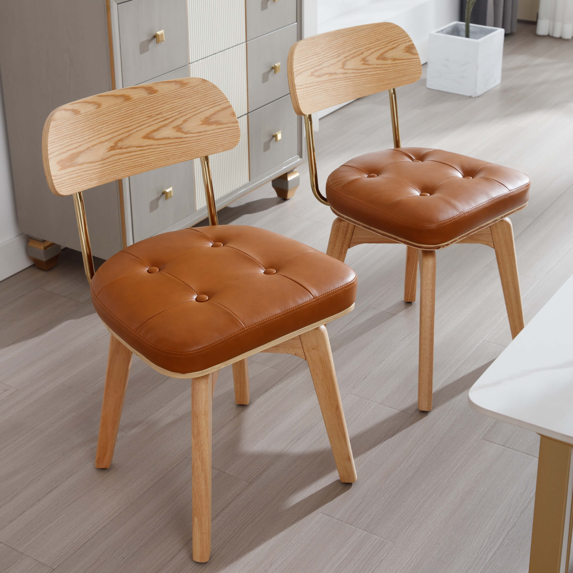 EALSON Leather Swivel Dining Chairs Set of 2 - 6072DC