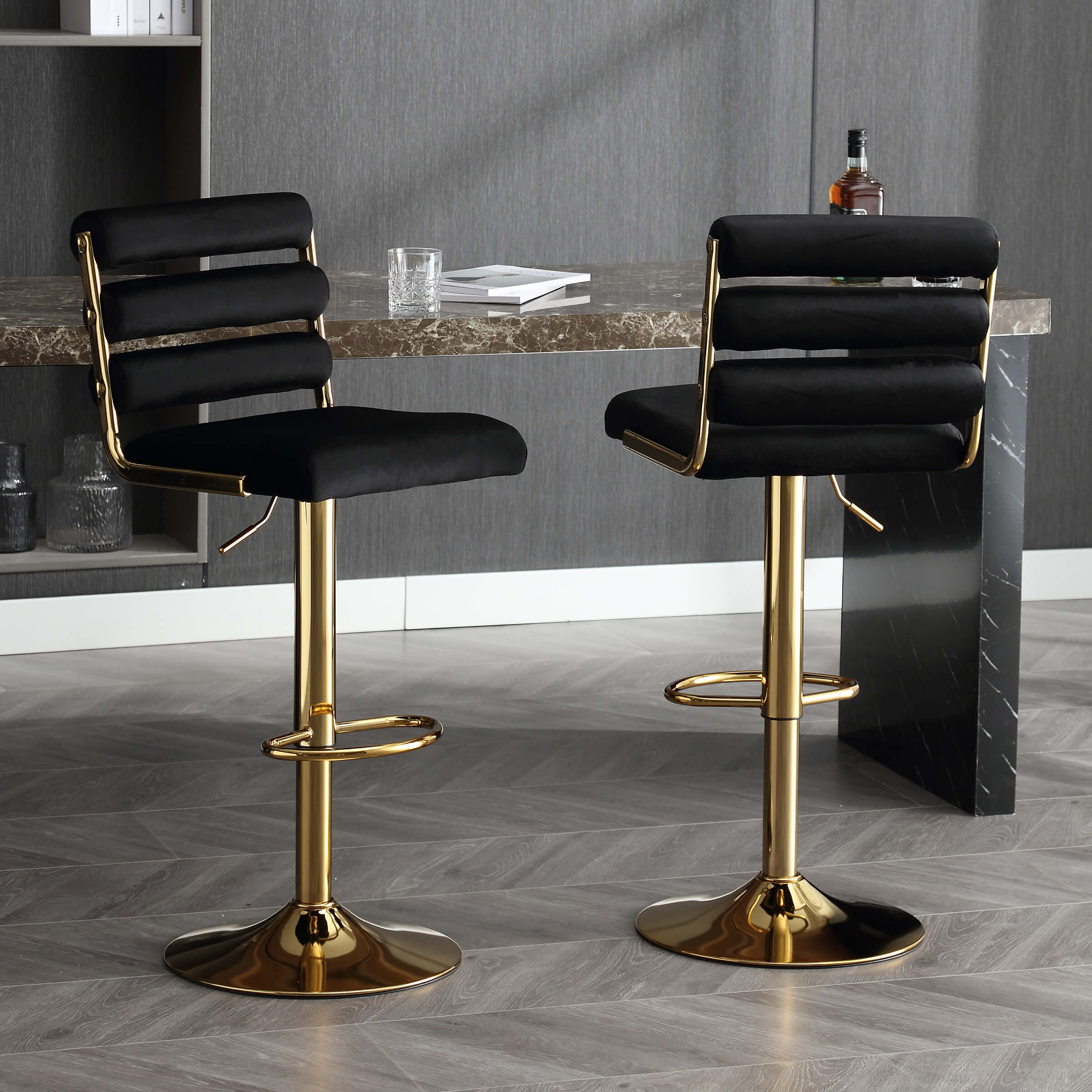 EALSON Glam Adjustable Swivel Bar Stools Set of 2 - 1715AB