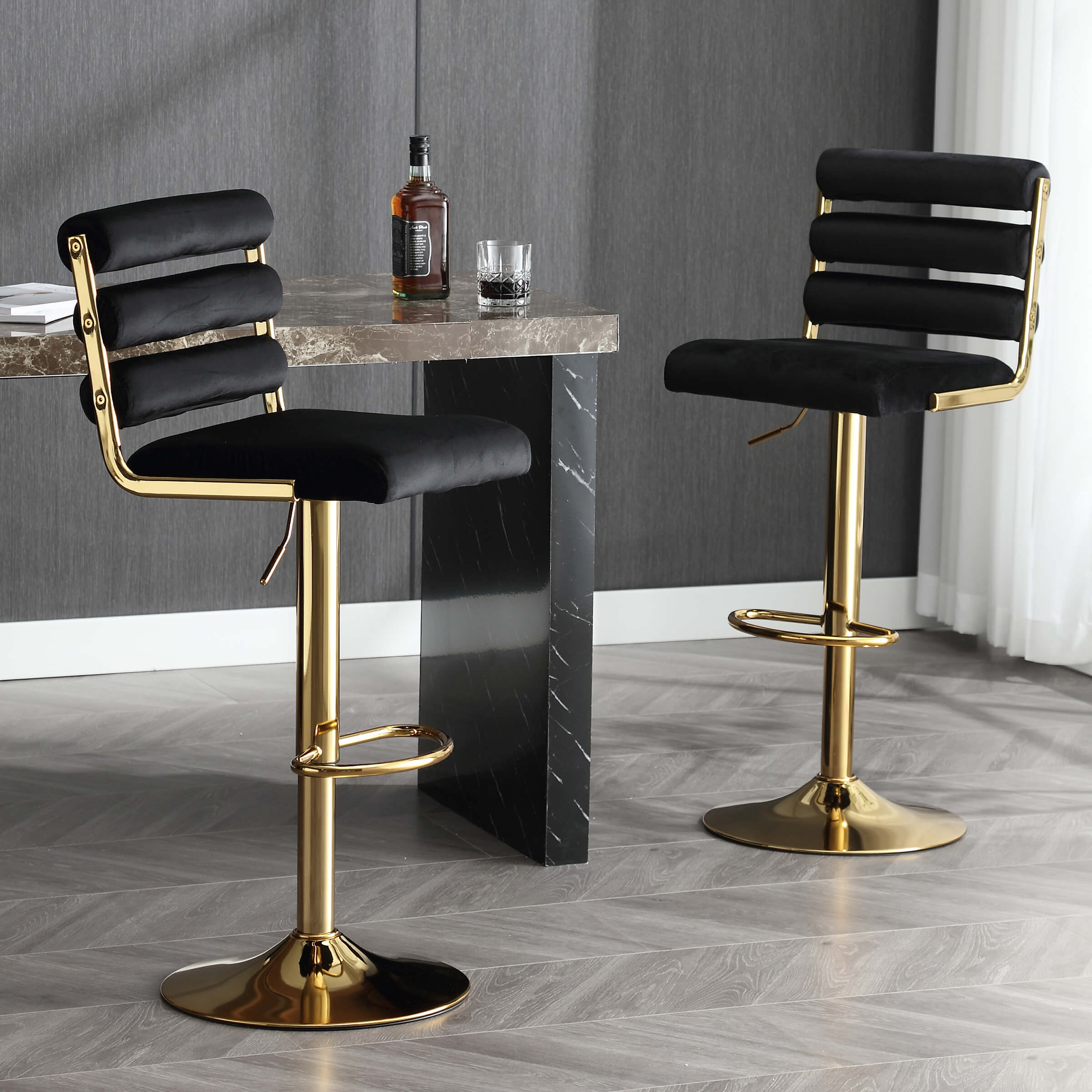 EALSON Glam Adjustable Swivel Bar Stools Set of 2 - 1715AB
