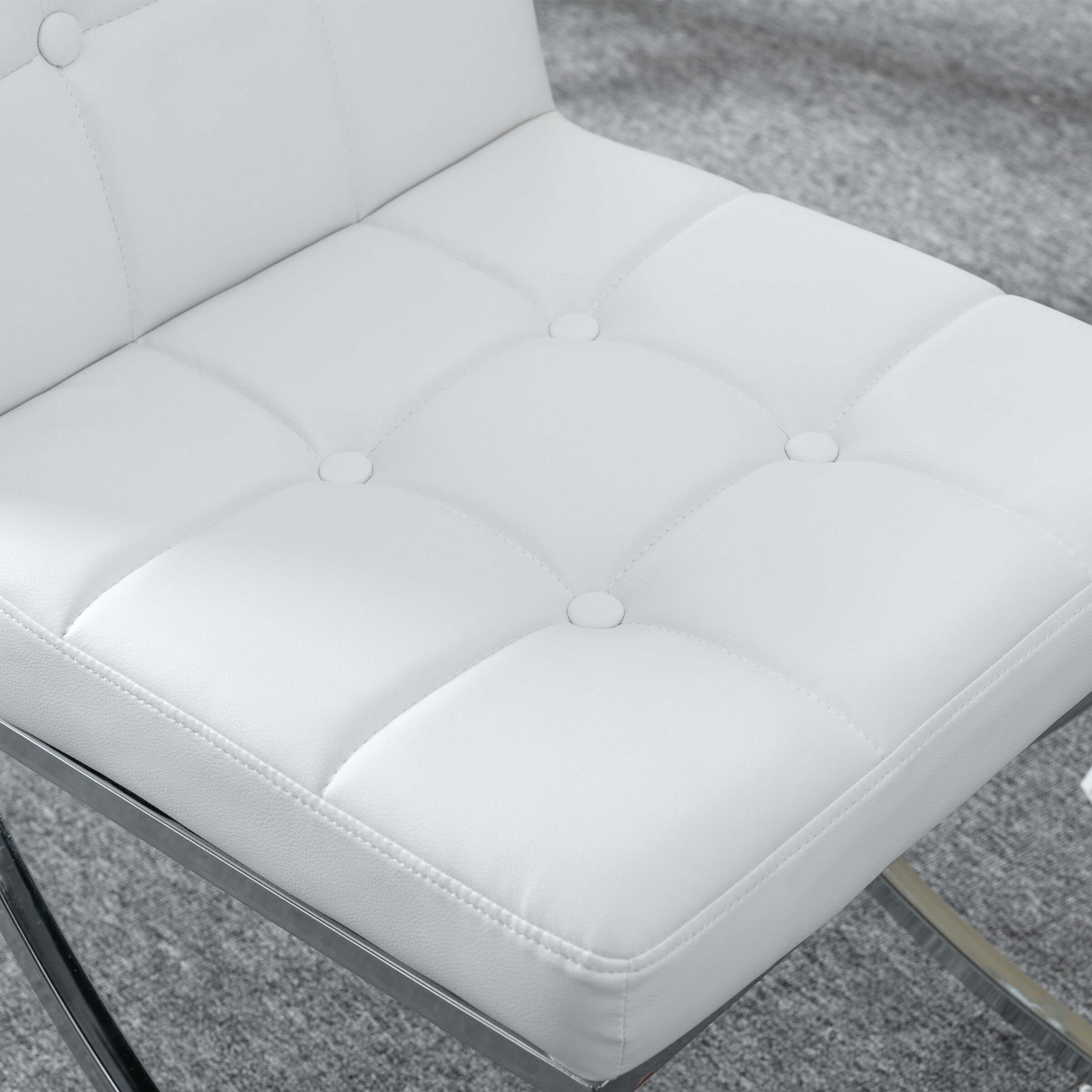Close-up of tufted seat cushion