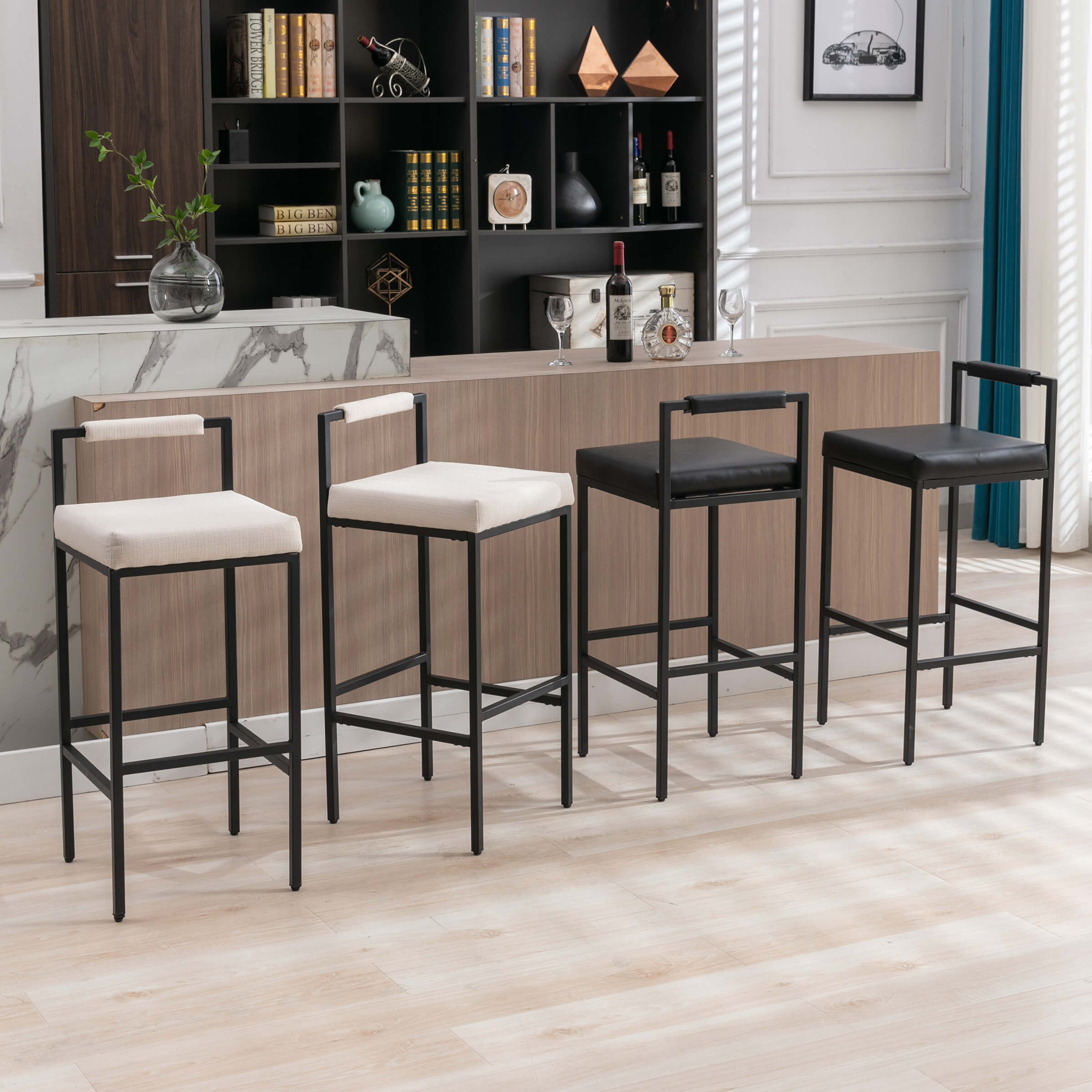 EALSON Modern Low Back Bar Stools Set of 2 - 8674BS