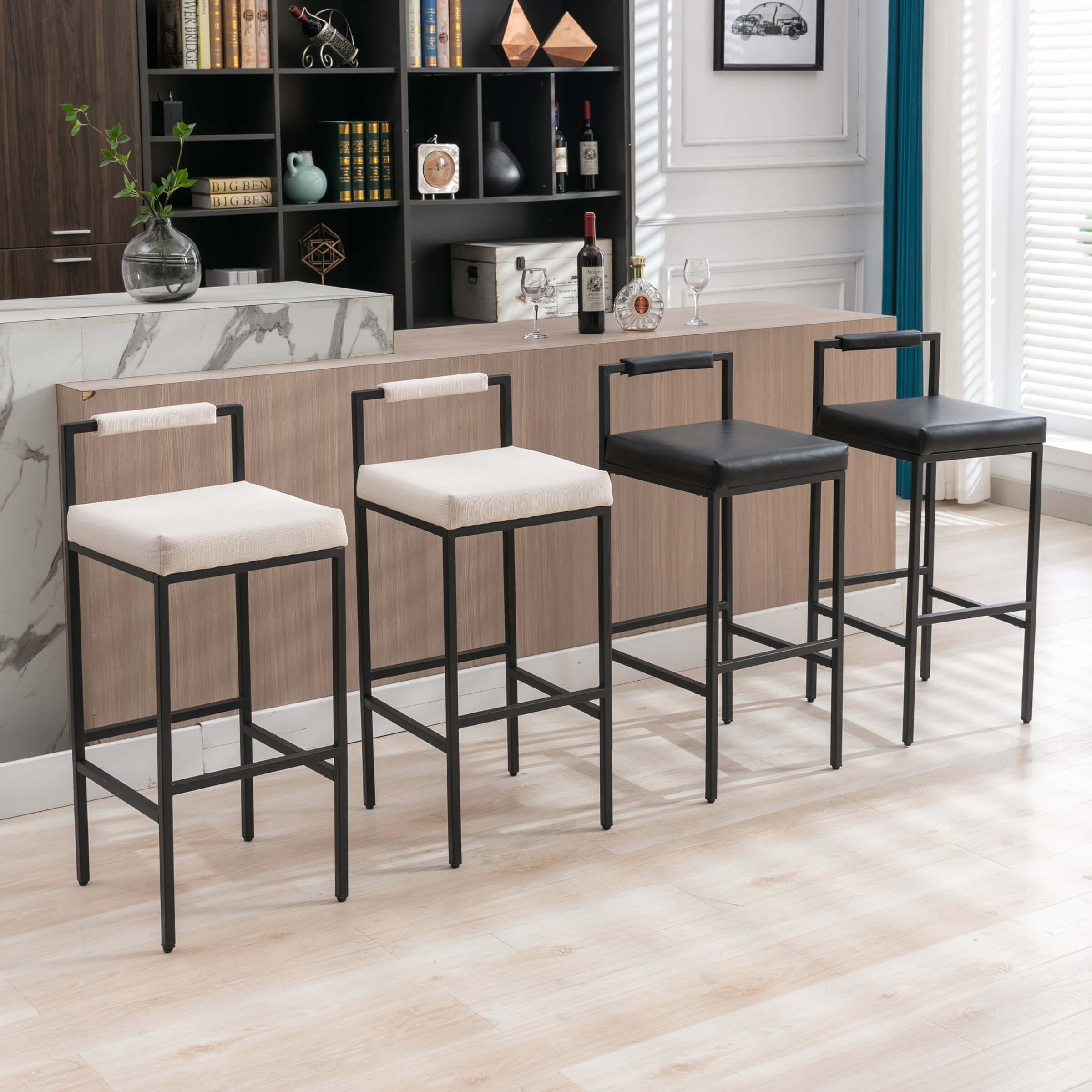 EALSON Modern Low Back Bar Stools Set of 2 - 8674BS