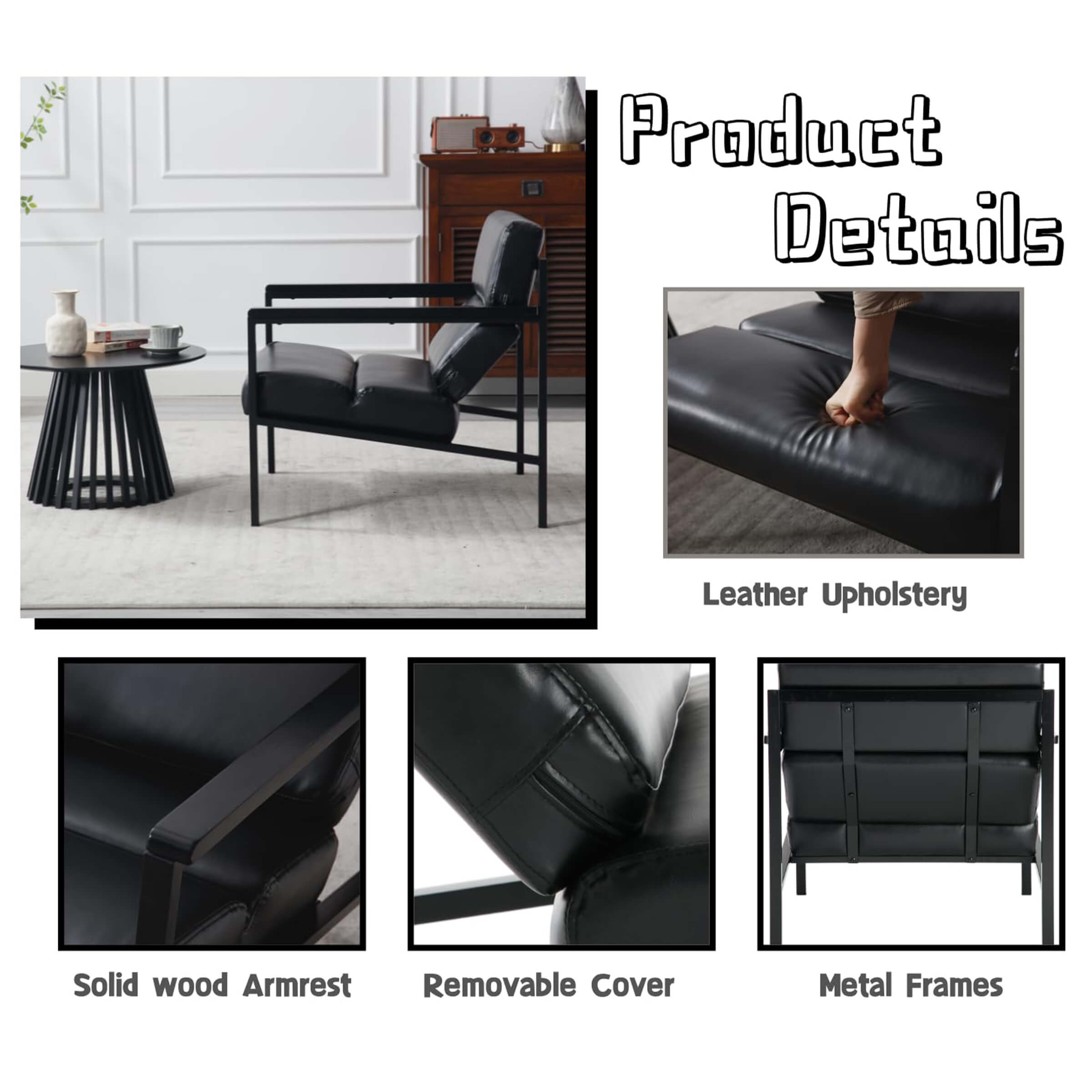 EALSON Modern Metal Frame Accent Chair 1 PCS - X380AC