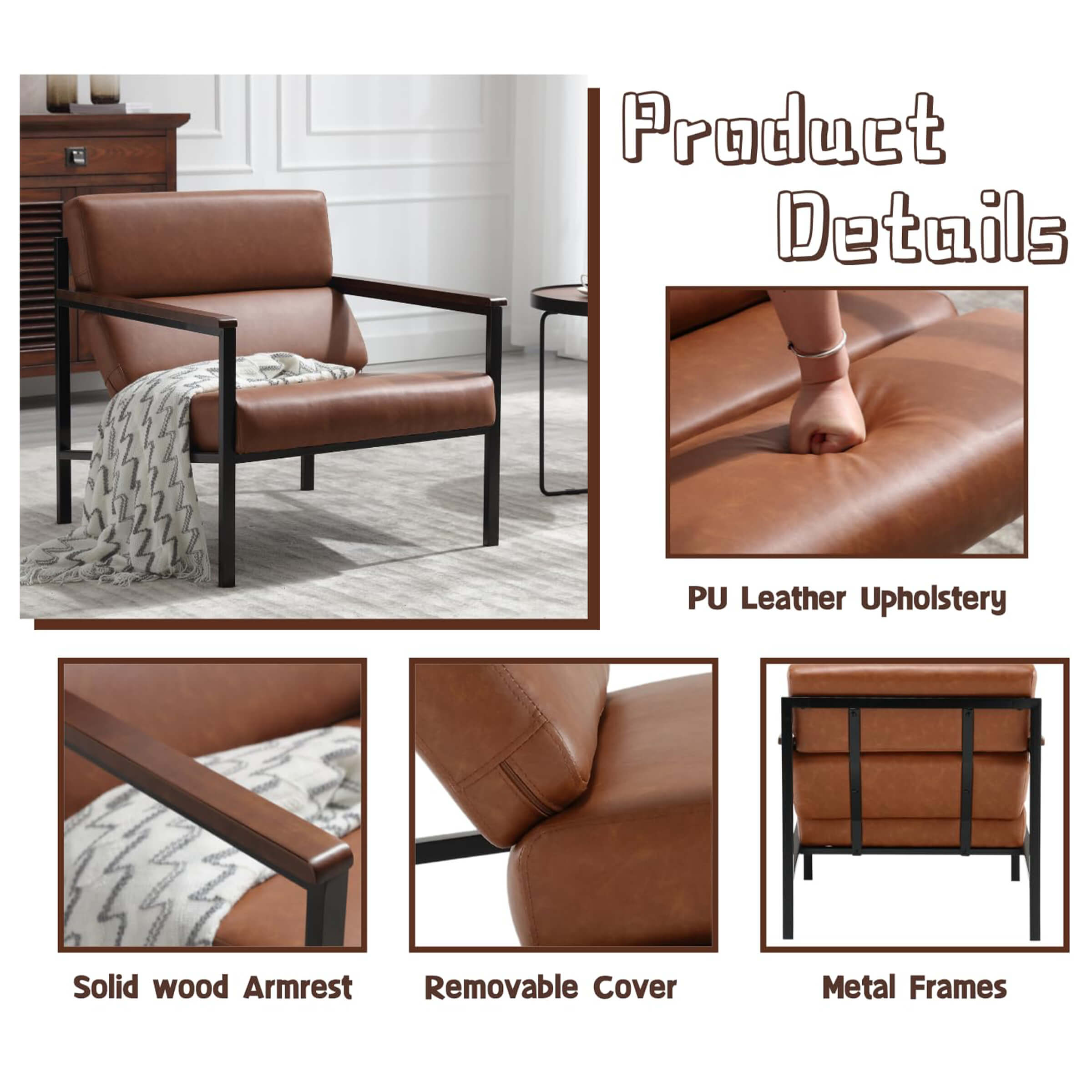 EALSON Modern Metal Frame Accent Chair 1 PCS - X380AC