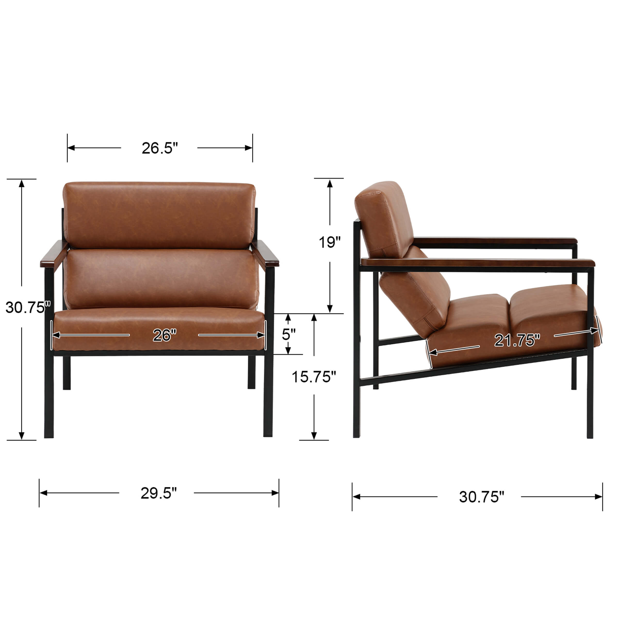 EALSON Modern Metal Frame Accent Chair 1 PCS - X380AC