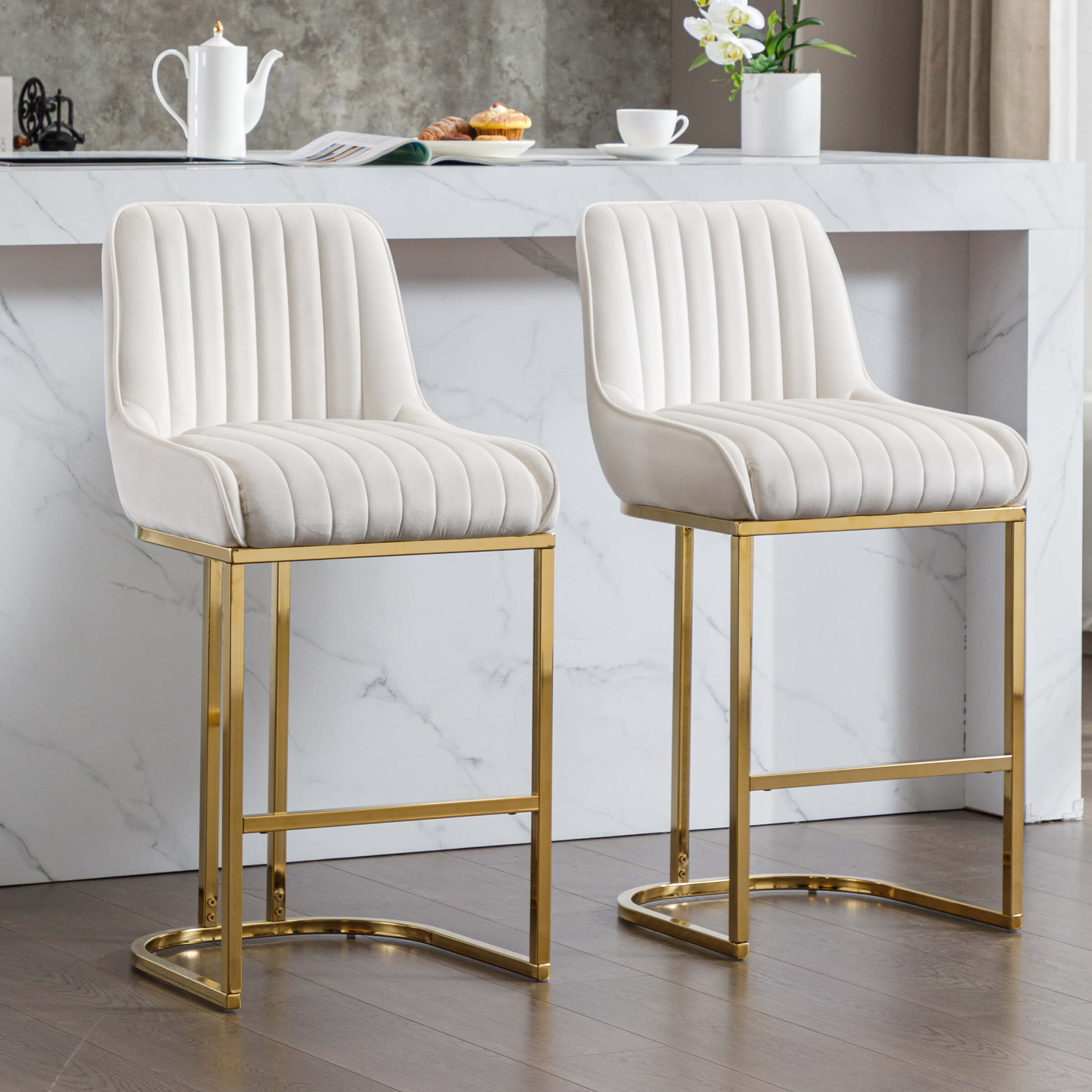 EALSON Modern Tufted Counter Stools Set of 2 - 9043CS