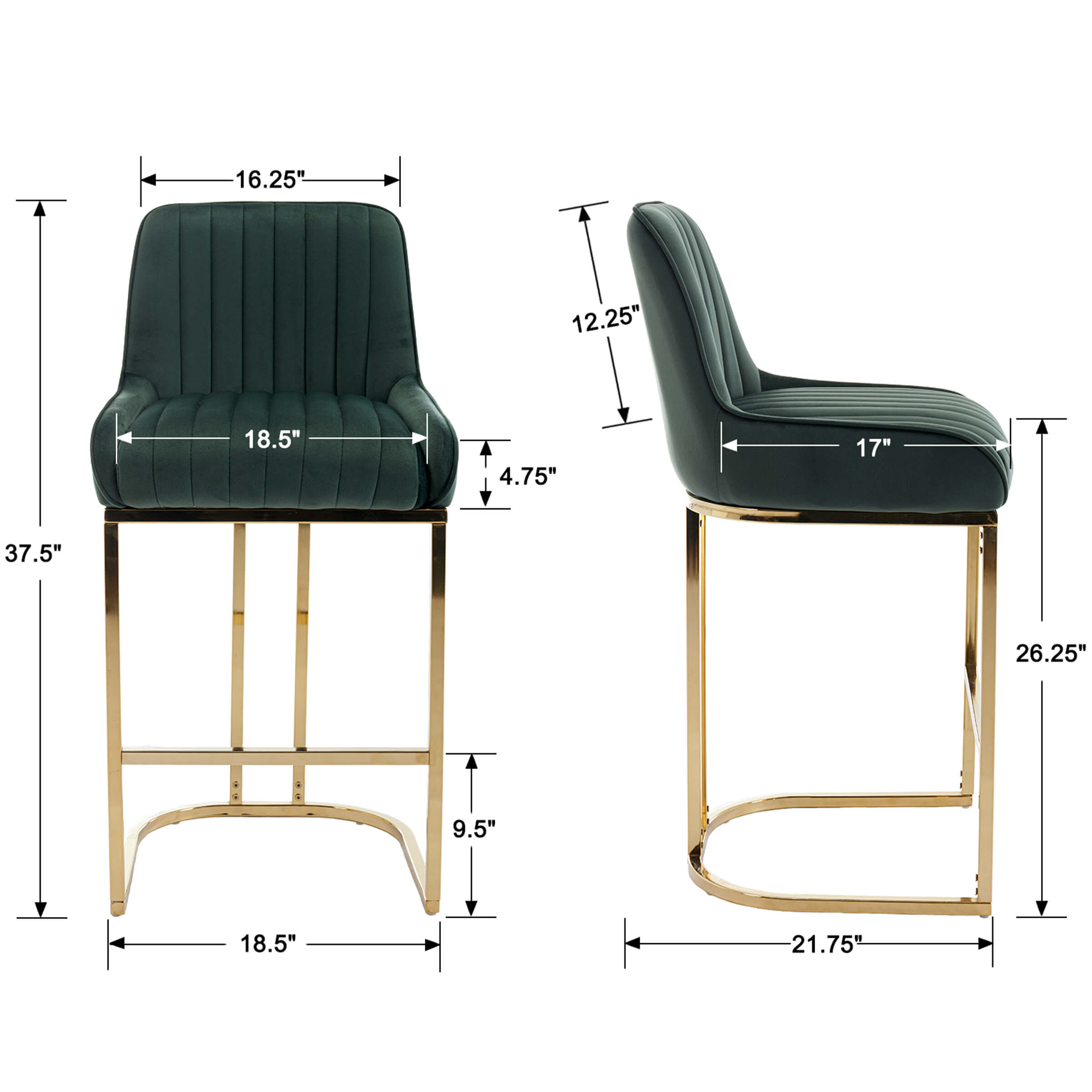 EALSON Modern Tufted Counter Stools Set of 2 - 9043CS