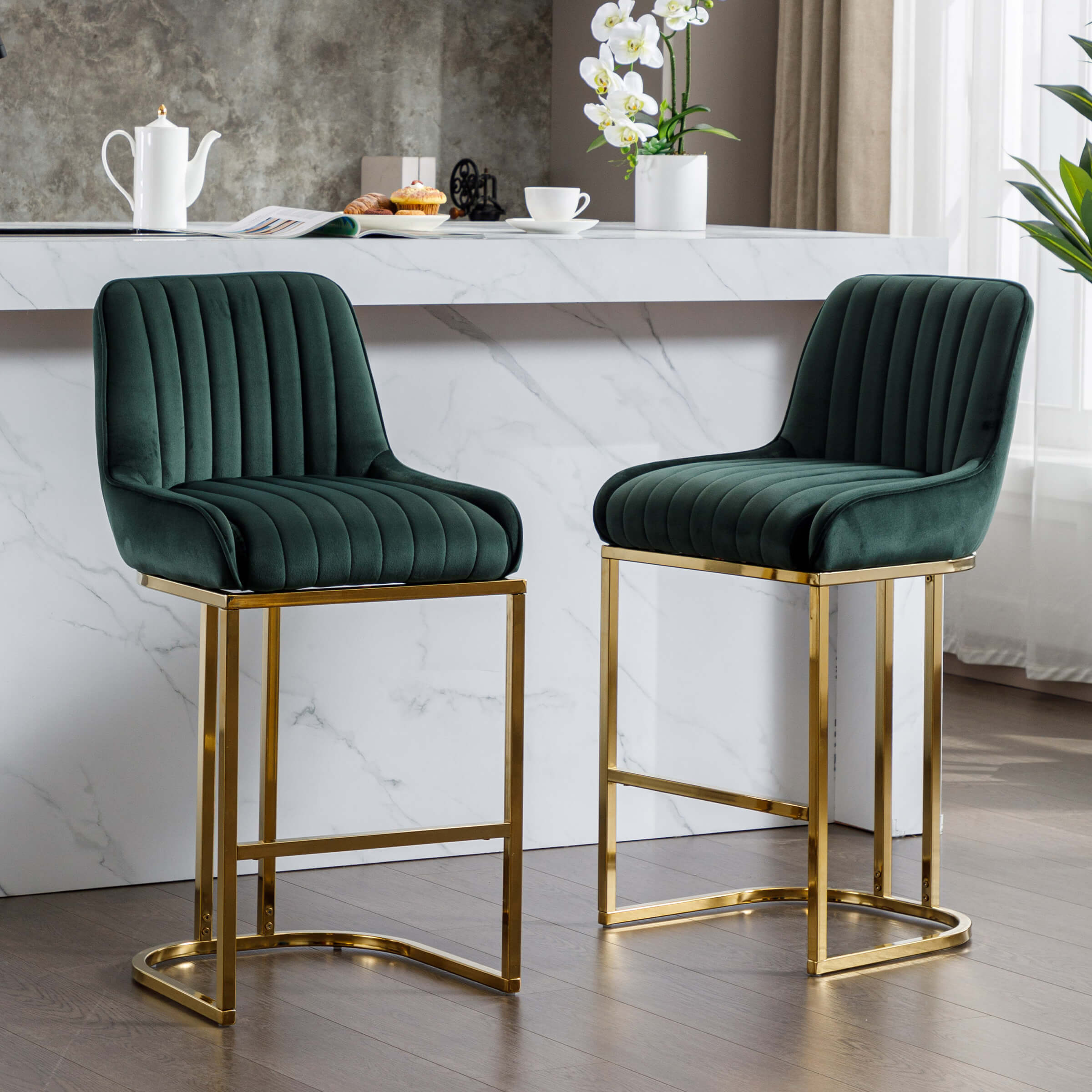 EALSON Modern Tufted Counter Stools Set of 2 - 9043CS