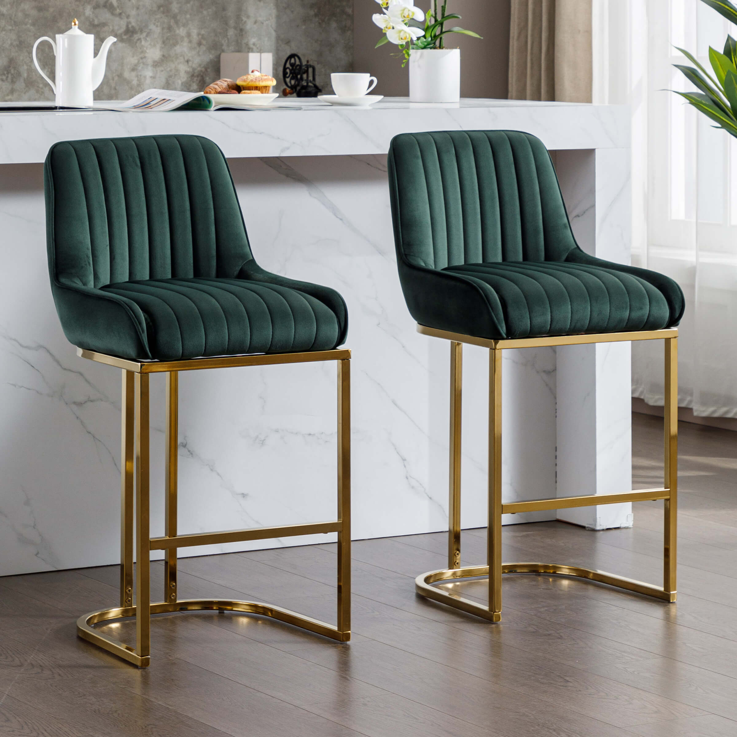 EALSON Modern Tufted Counter Stools Set of 2 - 9043CS