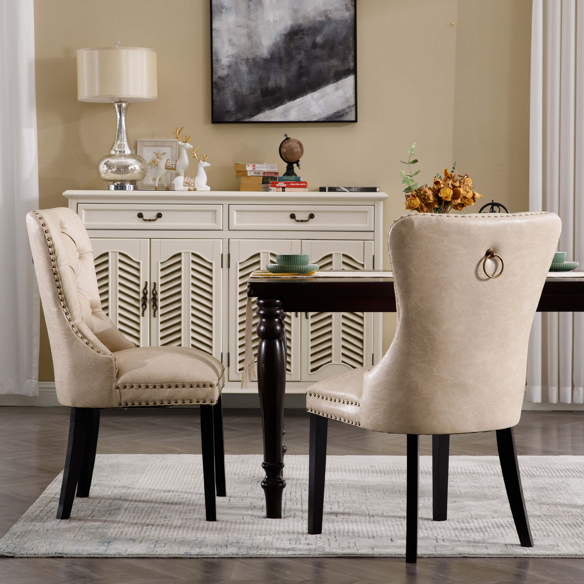 Kmax Mufted Leather Dining Chairs Set of 2 - 1029DC
