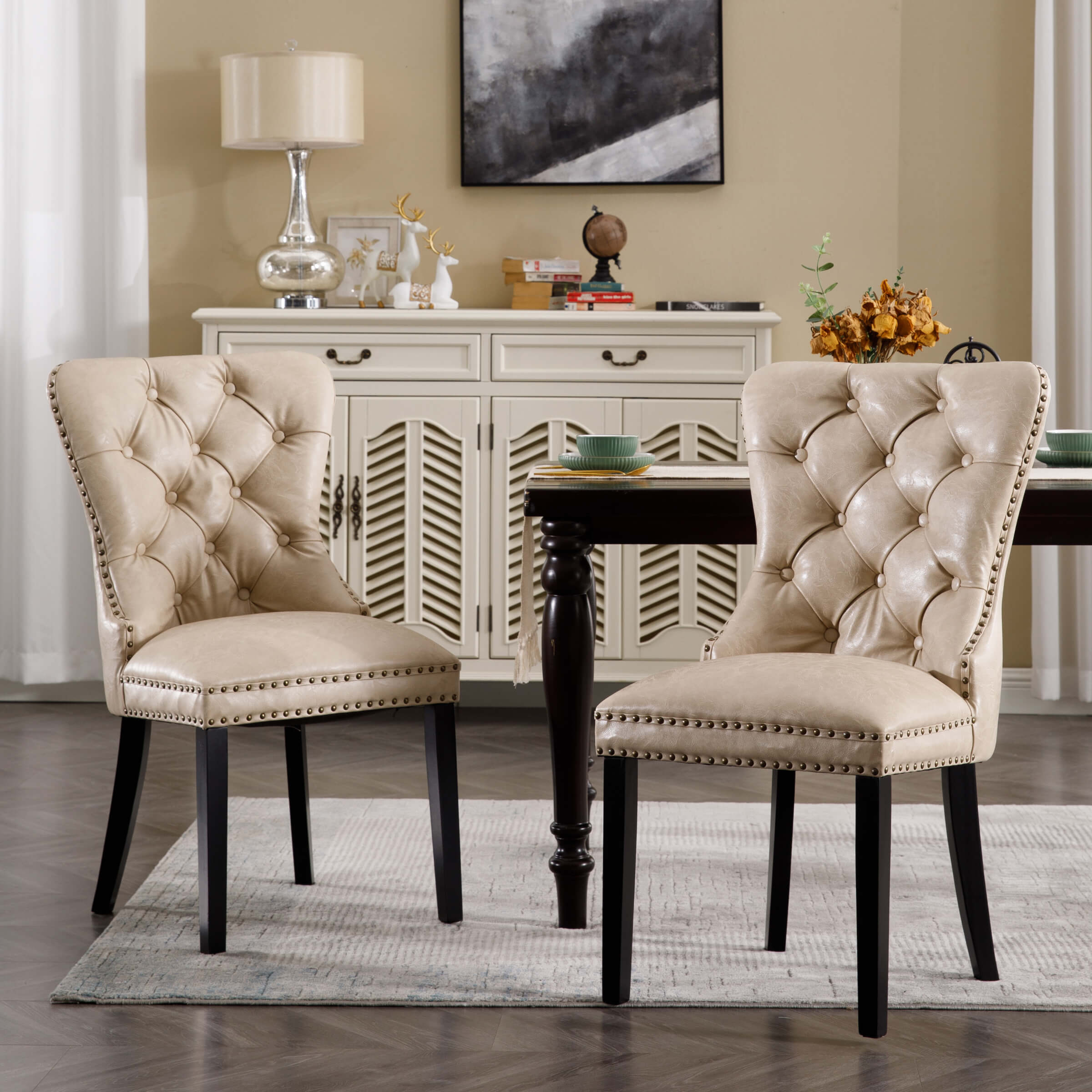 Kmax Mufted Leather Dining Chairs Set of 2 - 1029DC