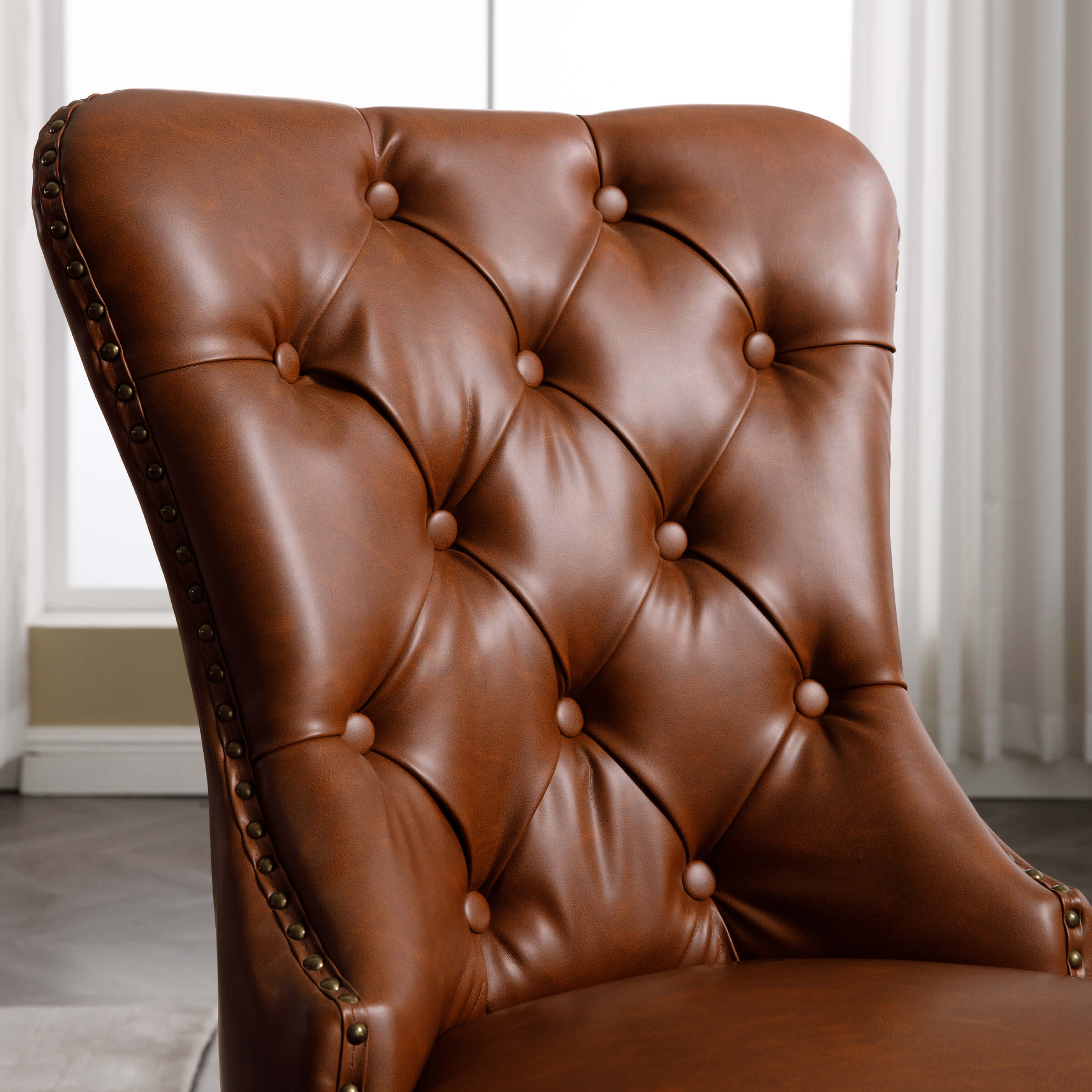 Mufted Leather Dining Chairs Set of 2 - 1029DC