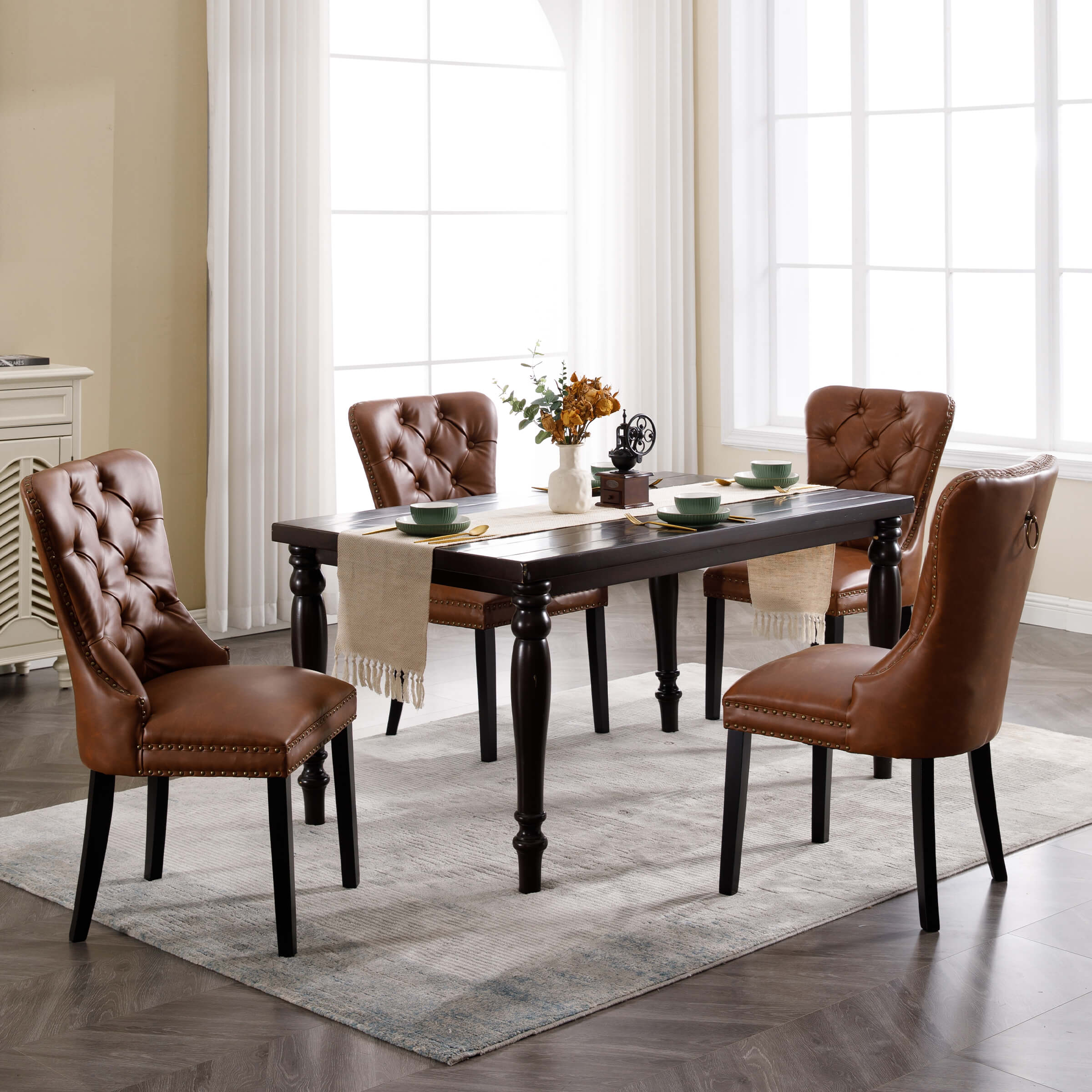 Kmax Mufted Leather Dining Chairs Set of 2 - 1029DC