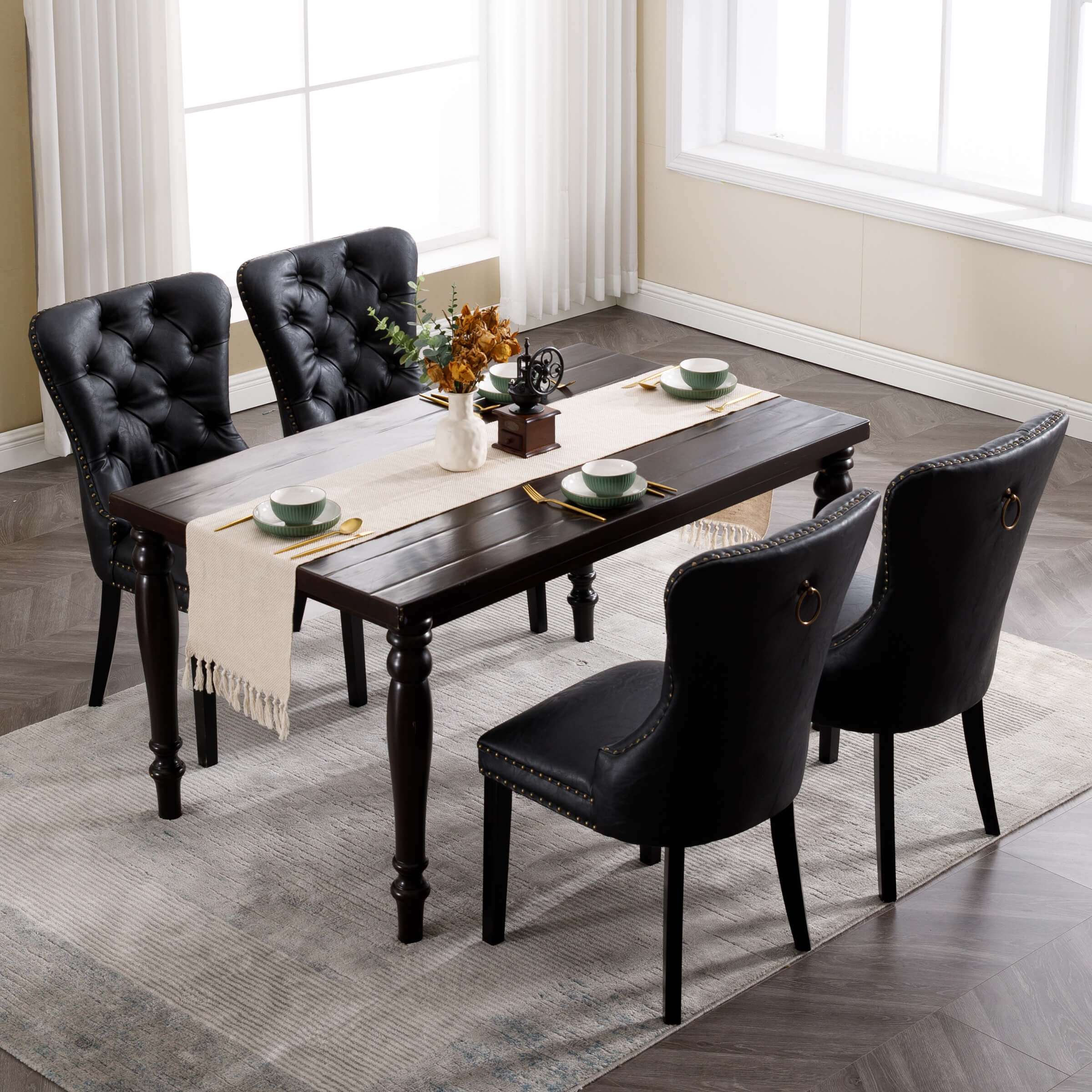 Kmax Mufted Leather Dining Chairs Set of 2 - 1029DC