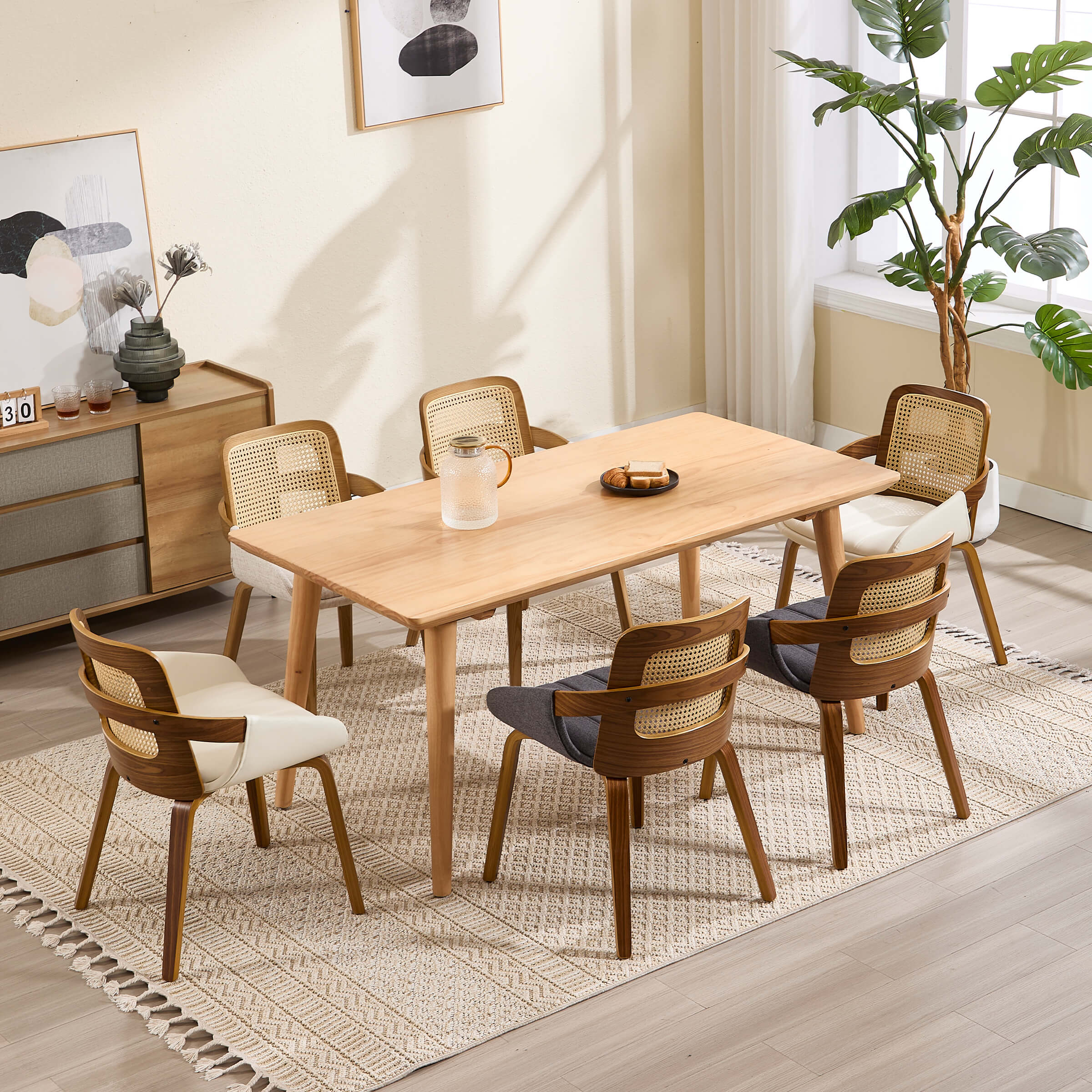 Dining set in bright room
