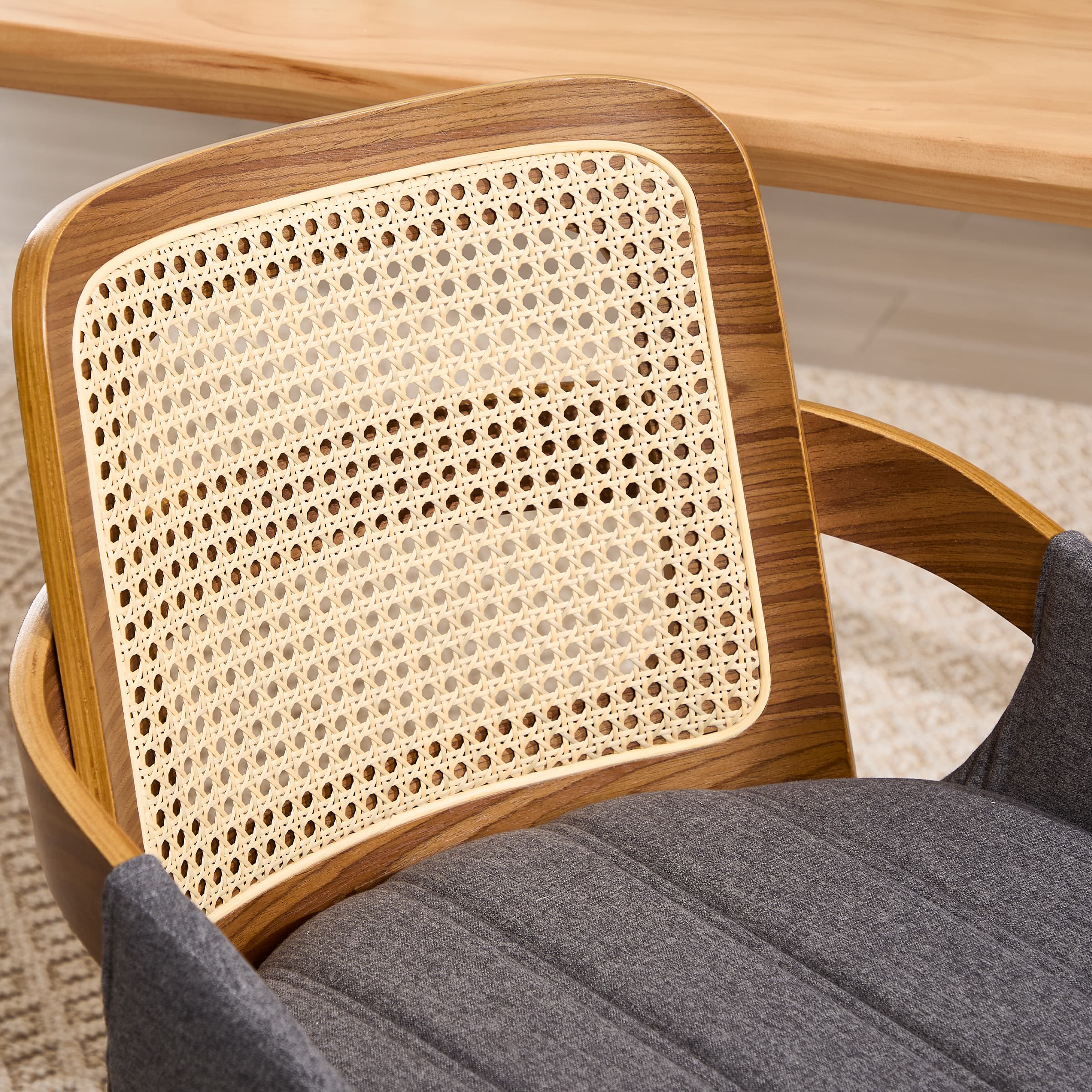Close-up of rattan backrest