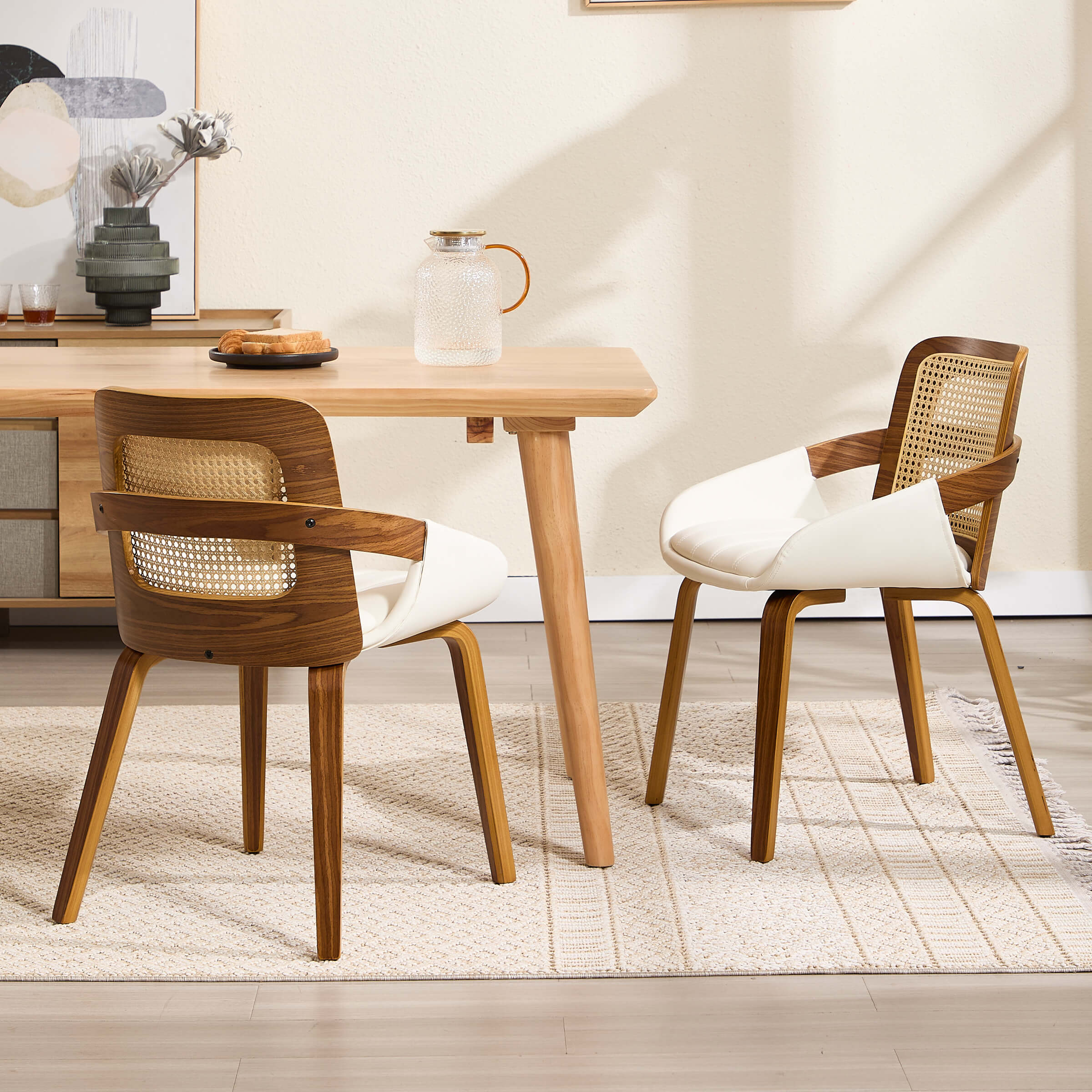 Dining set in room with decor