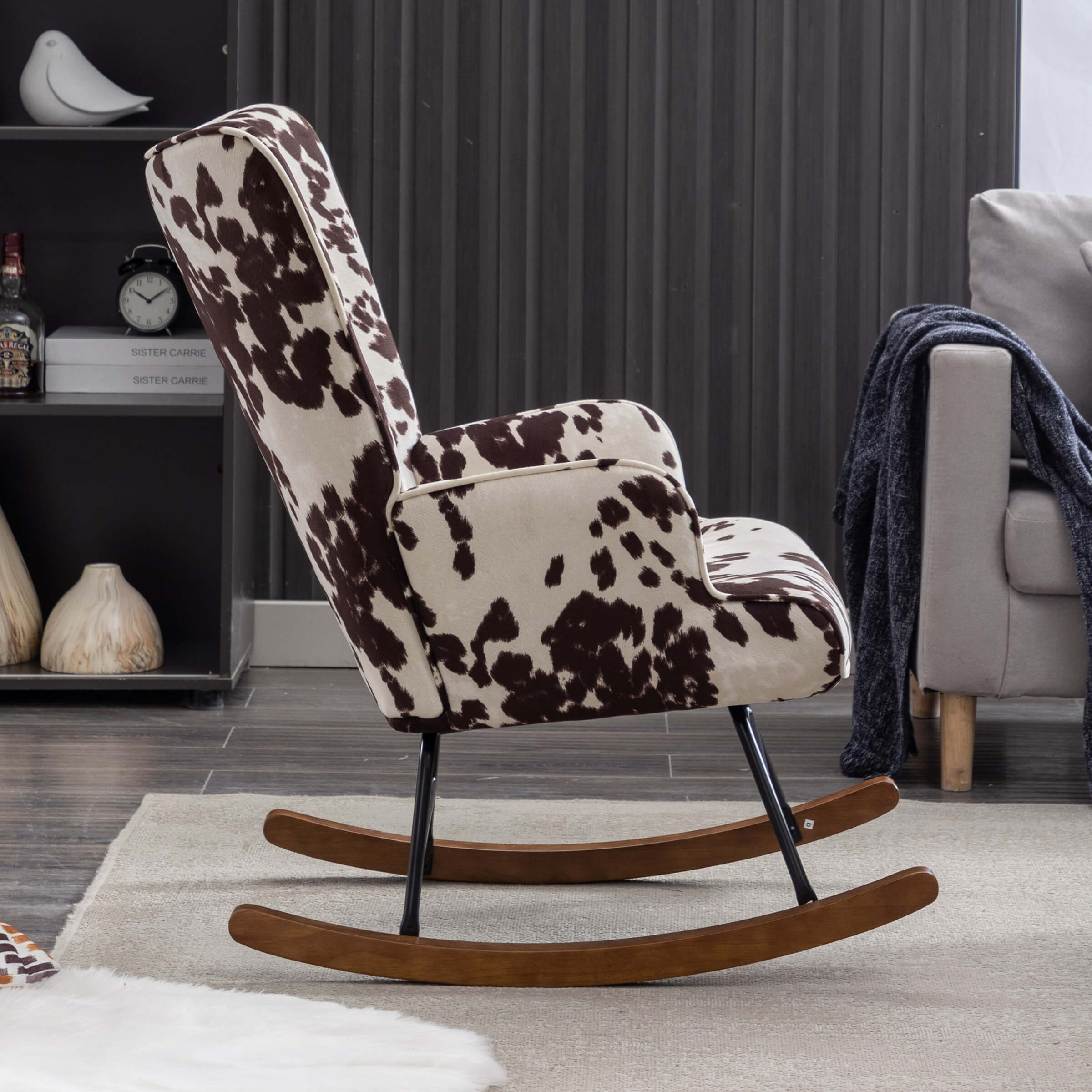 EALSON Rocking Tufted Wingback Fabric Upholstered Rocker Chair 1 PCS - 8901