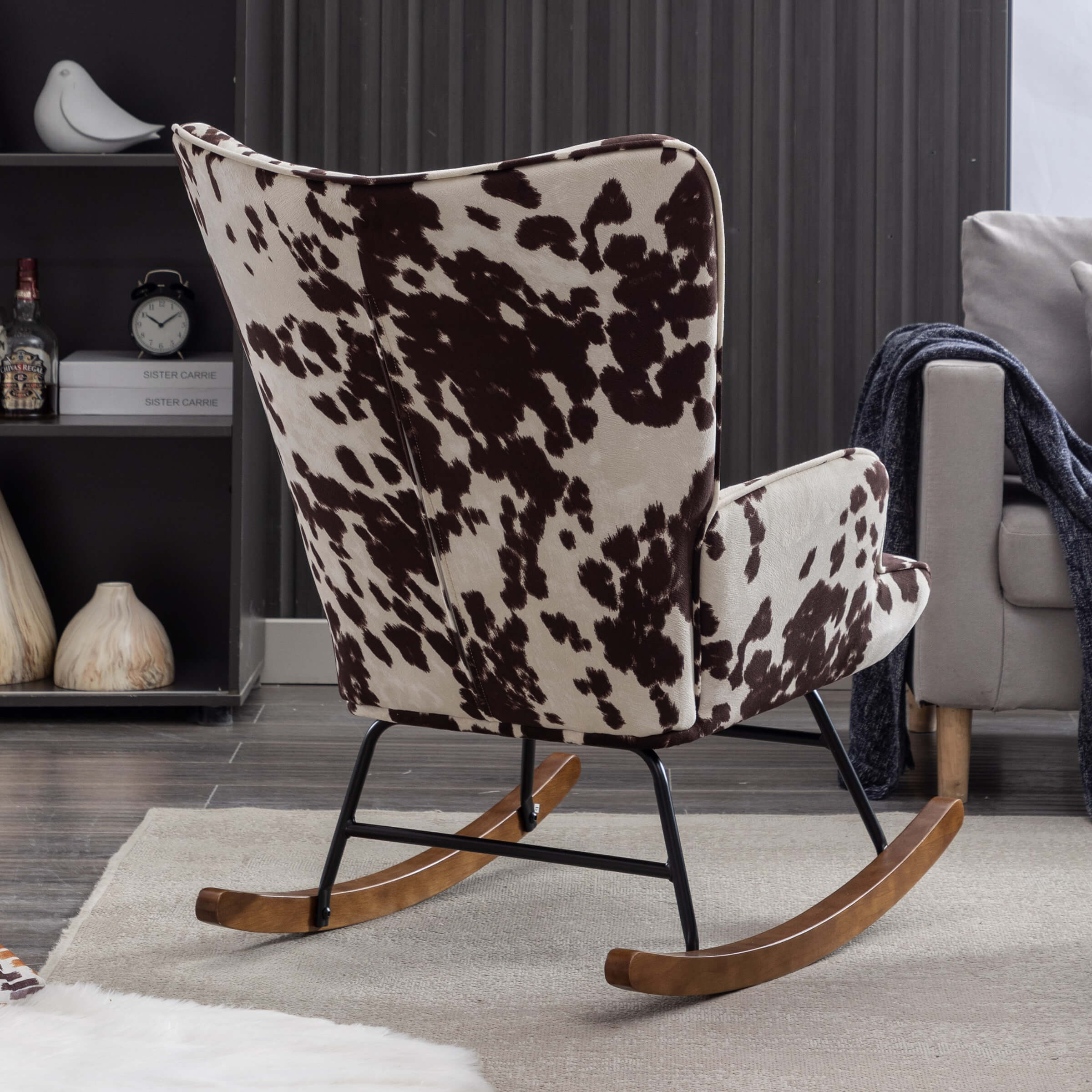 EALSON Rocking Tufted Wingback Fabric Upholstered Rocker Chair 1 PCS - 8901